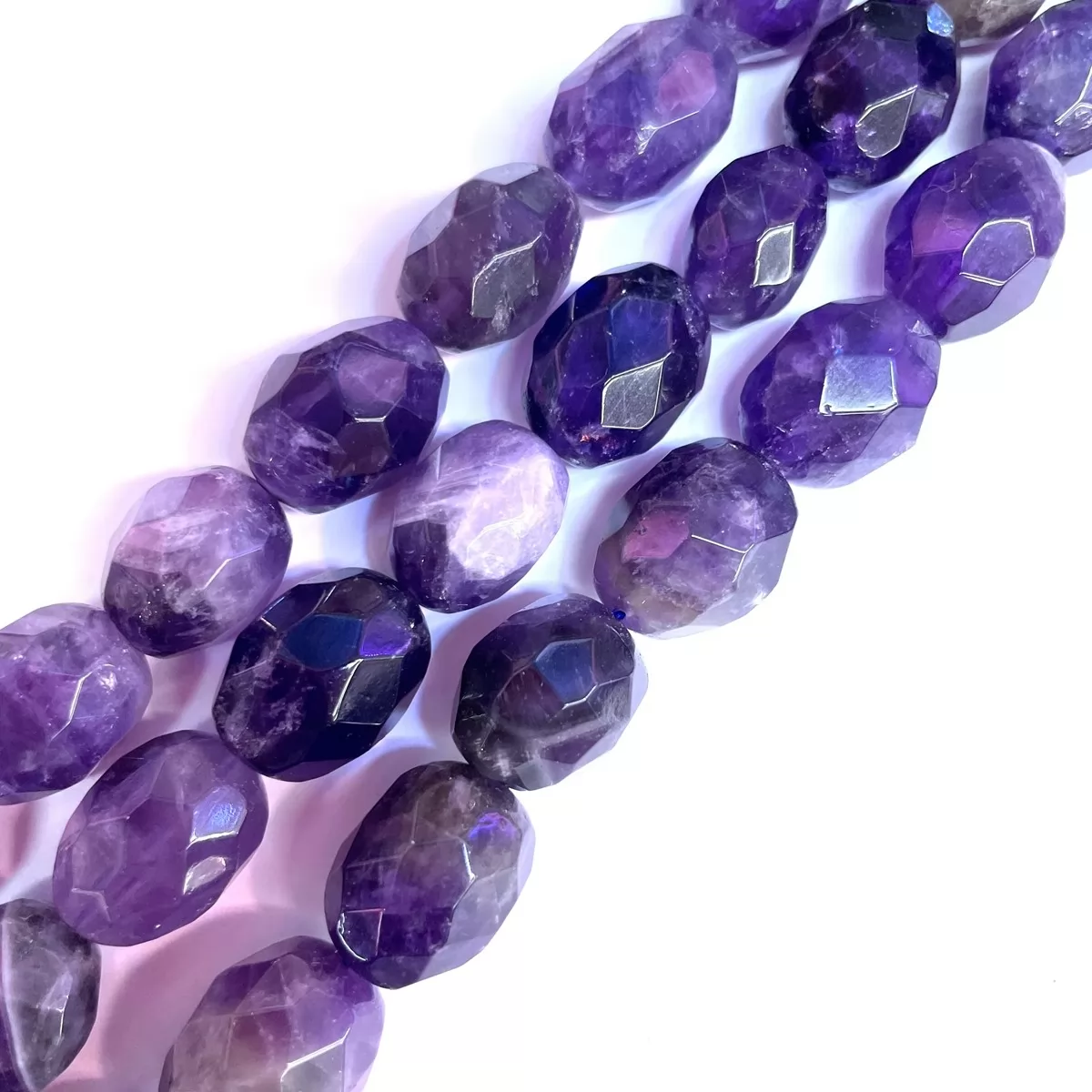 Chevon Amethyst, Soft Faceted Nuggets, Approx 12-18mm, Approx 380mm