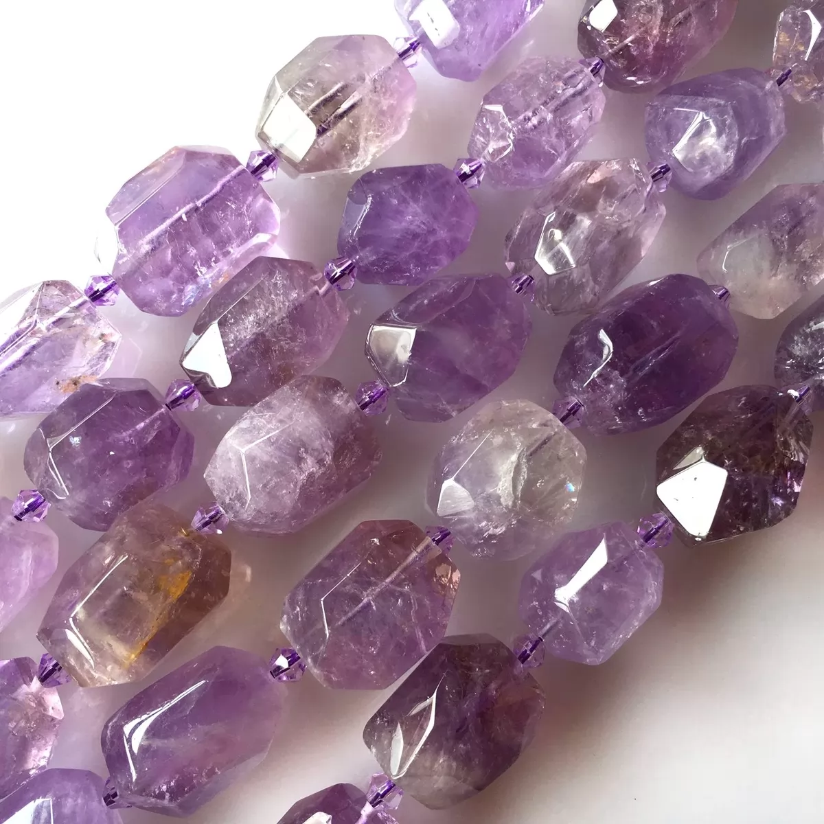 Light Amethyst, Hard Faceted Nuggets, Approx 15-22mm, Approx 380mm