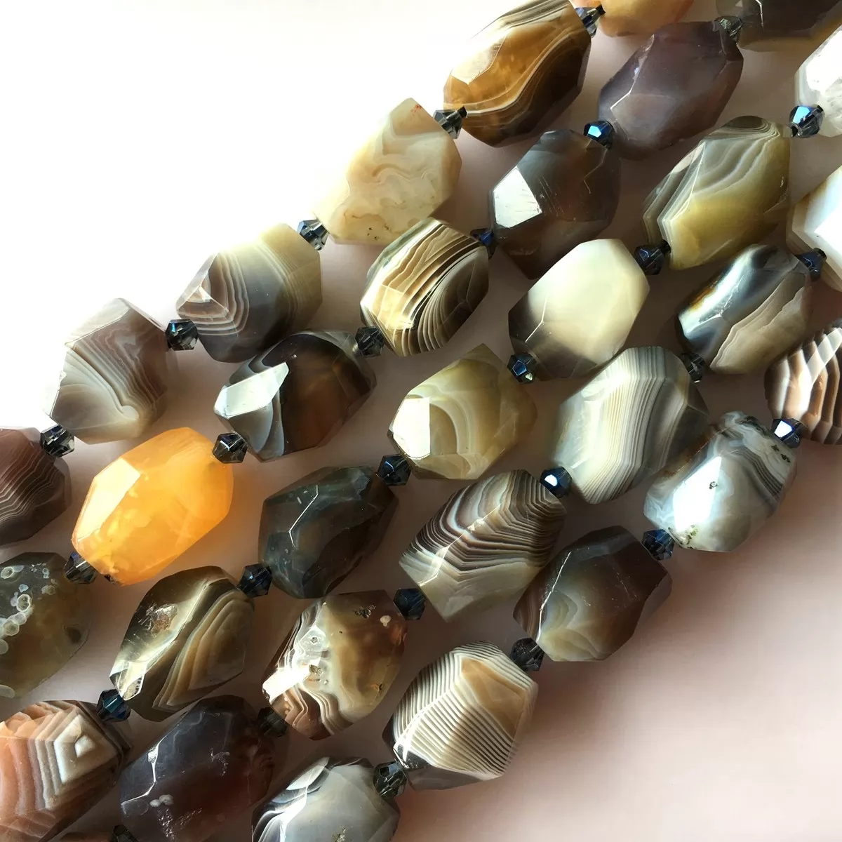 Botswana Agate, Hard Faceted Nuggets, Approx 15-22mm, Approx 380mm