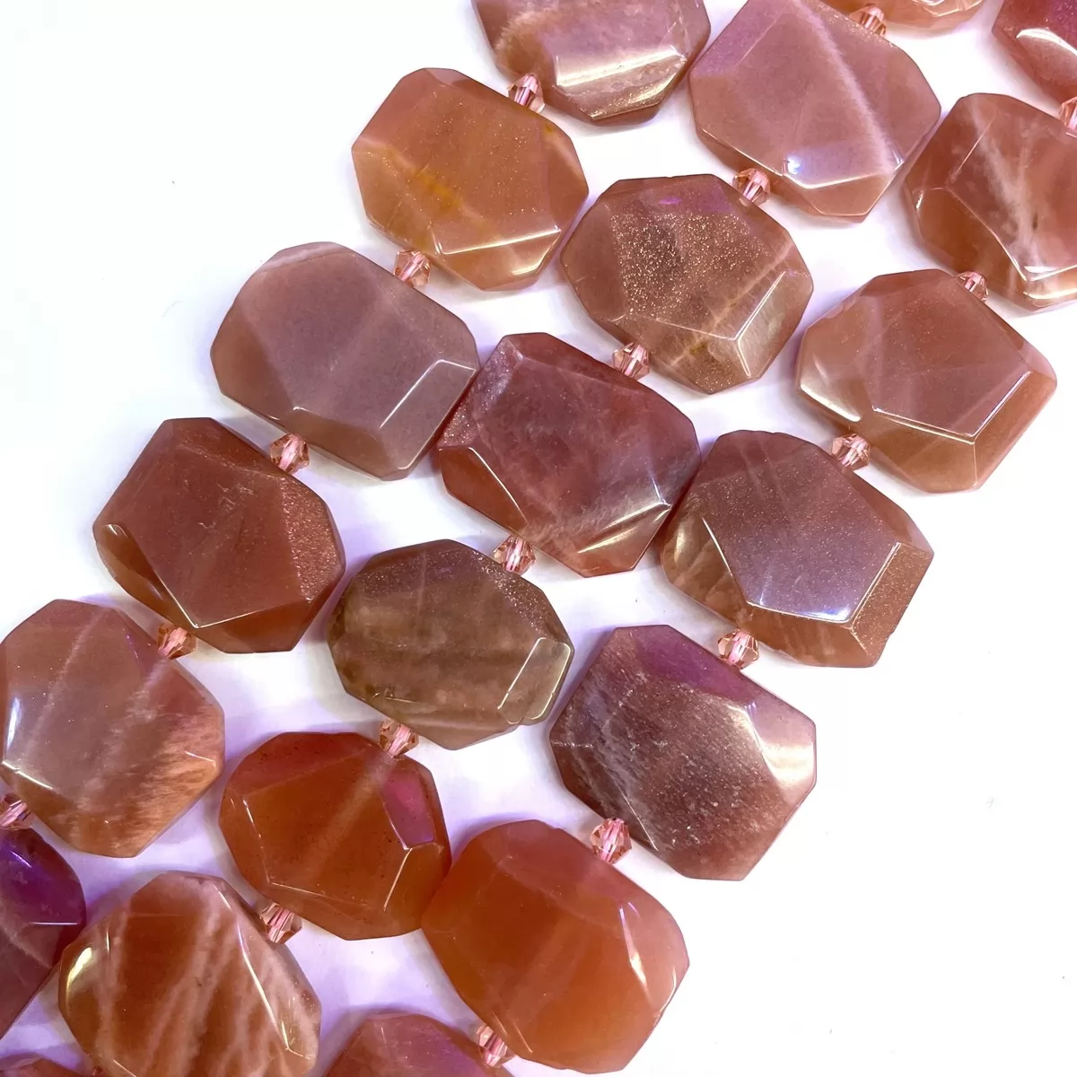 Peach Moonstone, Side Drilled Rectangle, Approx 20x25x8mm, Approx 380mm