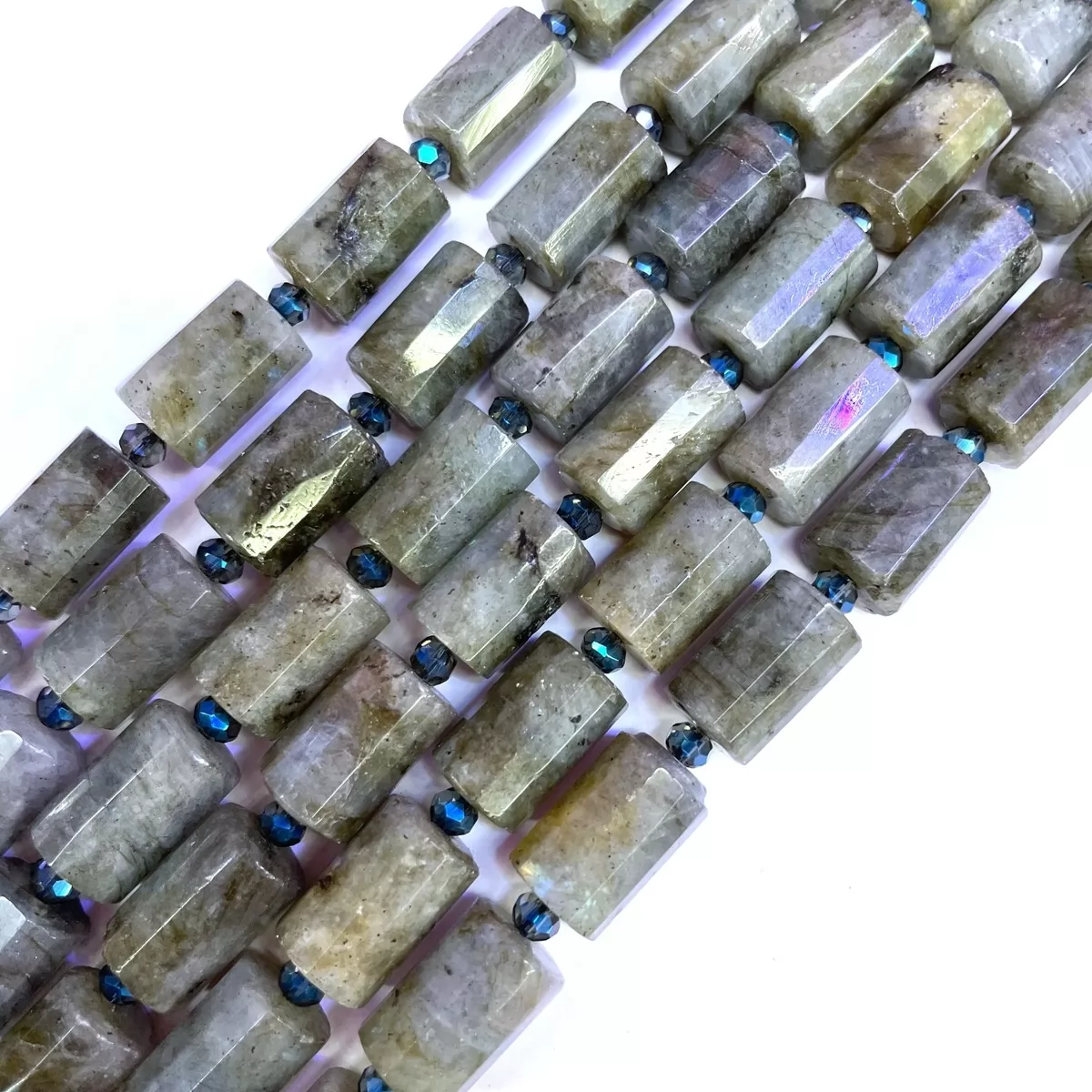 Labradorite, Faceted Tube, Approx 10x14mm, Approx 380mm