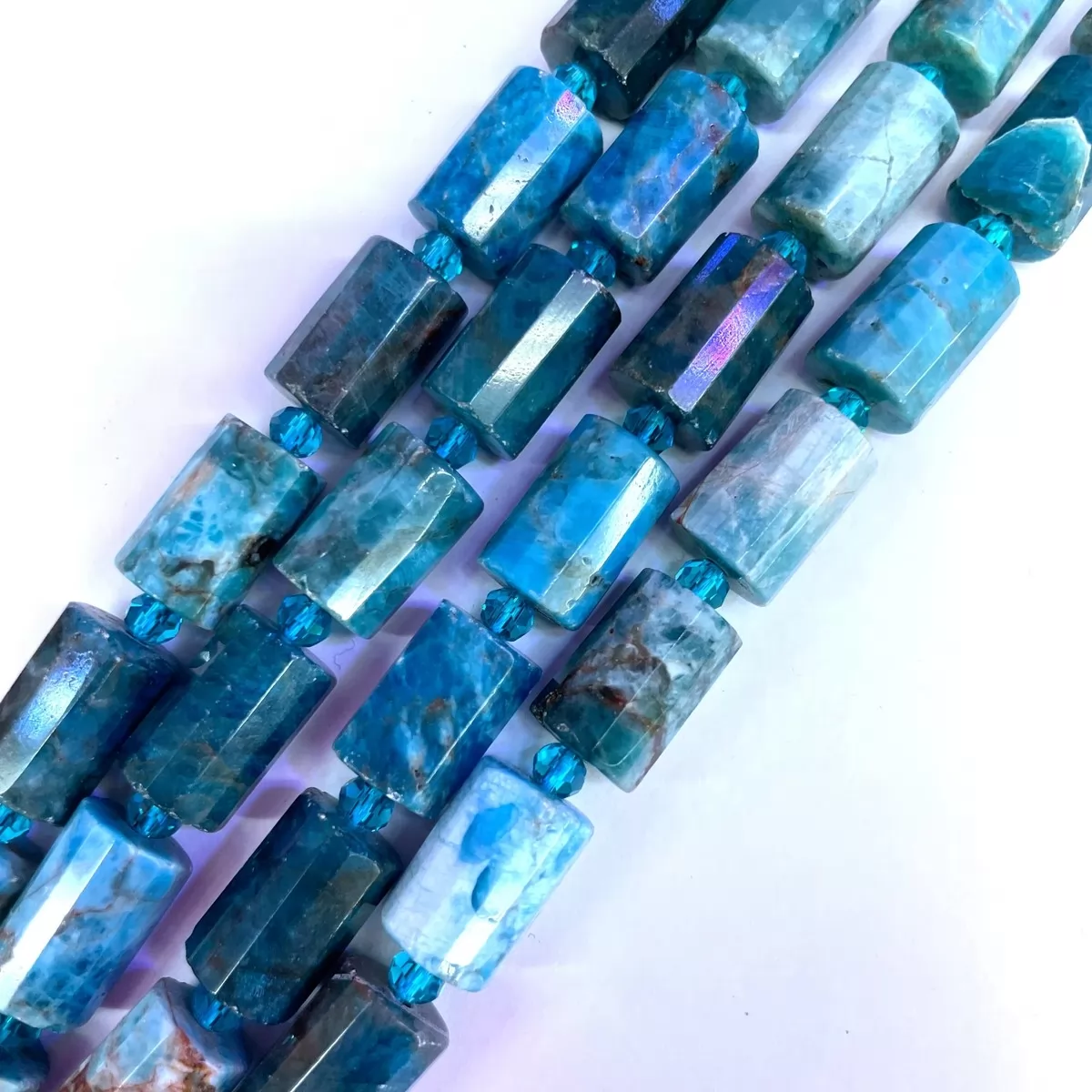 Apatite, Faceted Tube, Approx 10x14mm, Approx 380mm