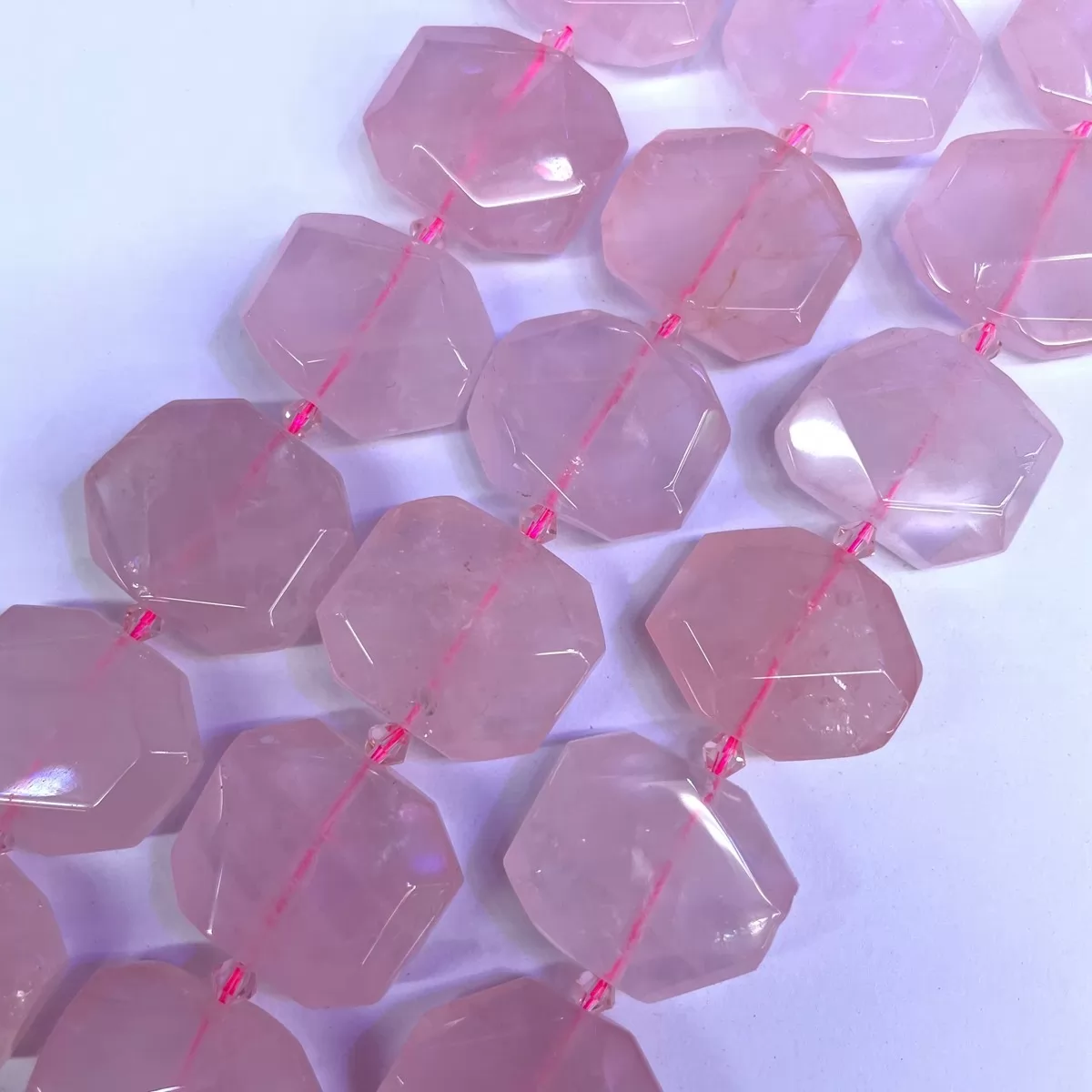 Rose Quartz, Side Drilled Rectangle, Approx 20x25x8mm, Approx 380mm