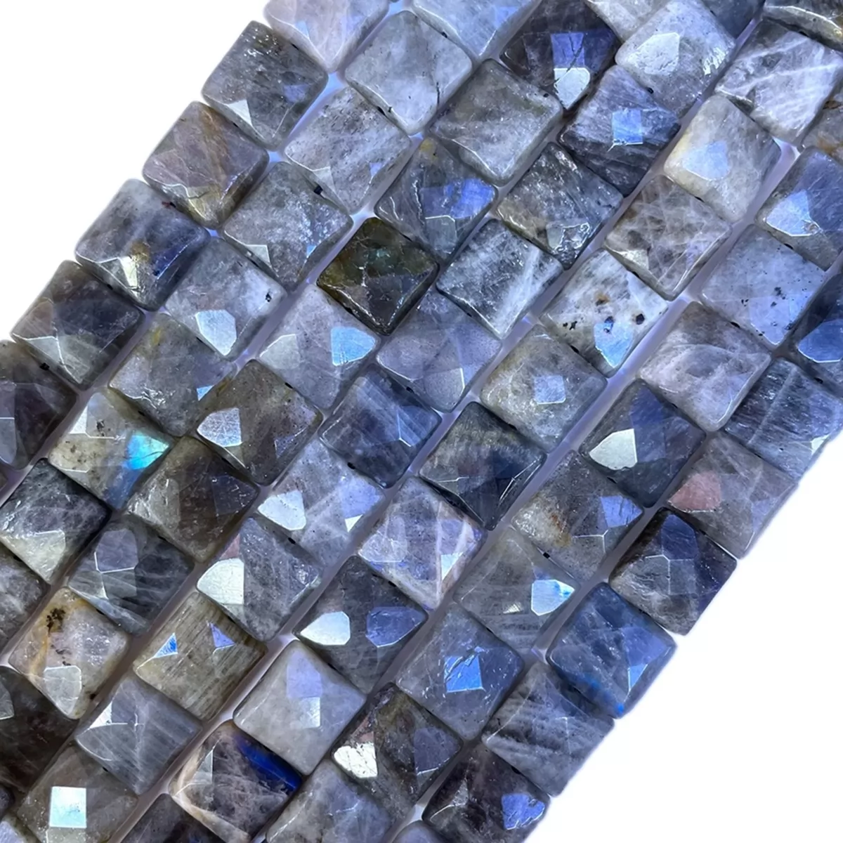 Labradorite, Faceted Square, Approx 8-16mm, Approx 380mm