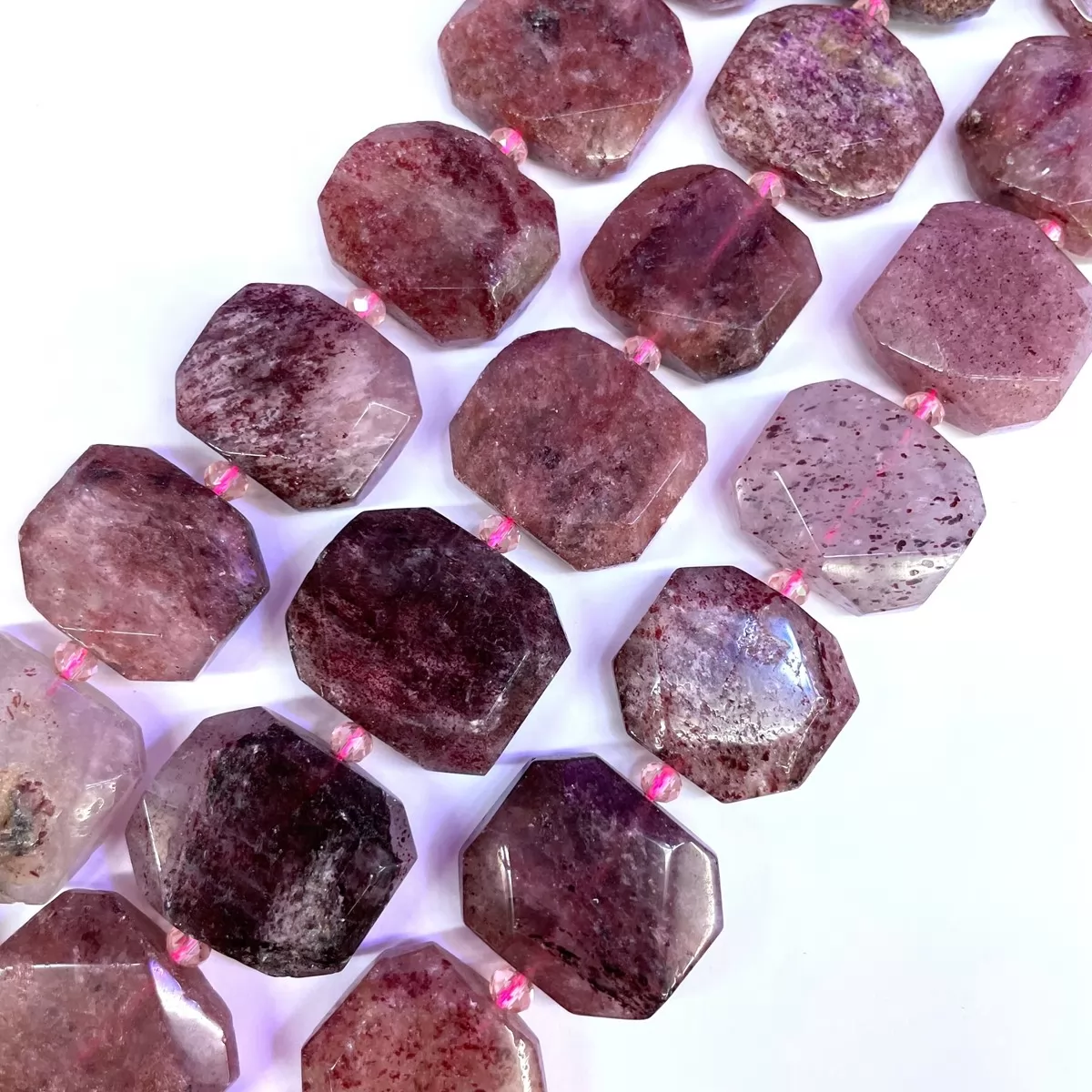 Strawberry Quartz, Side Drilled Rectangle, Approx 20x25x8mm, Approx 380mm