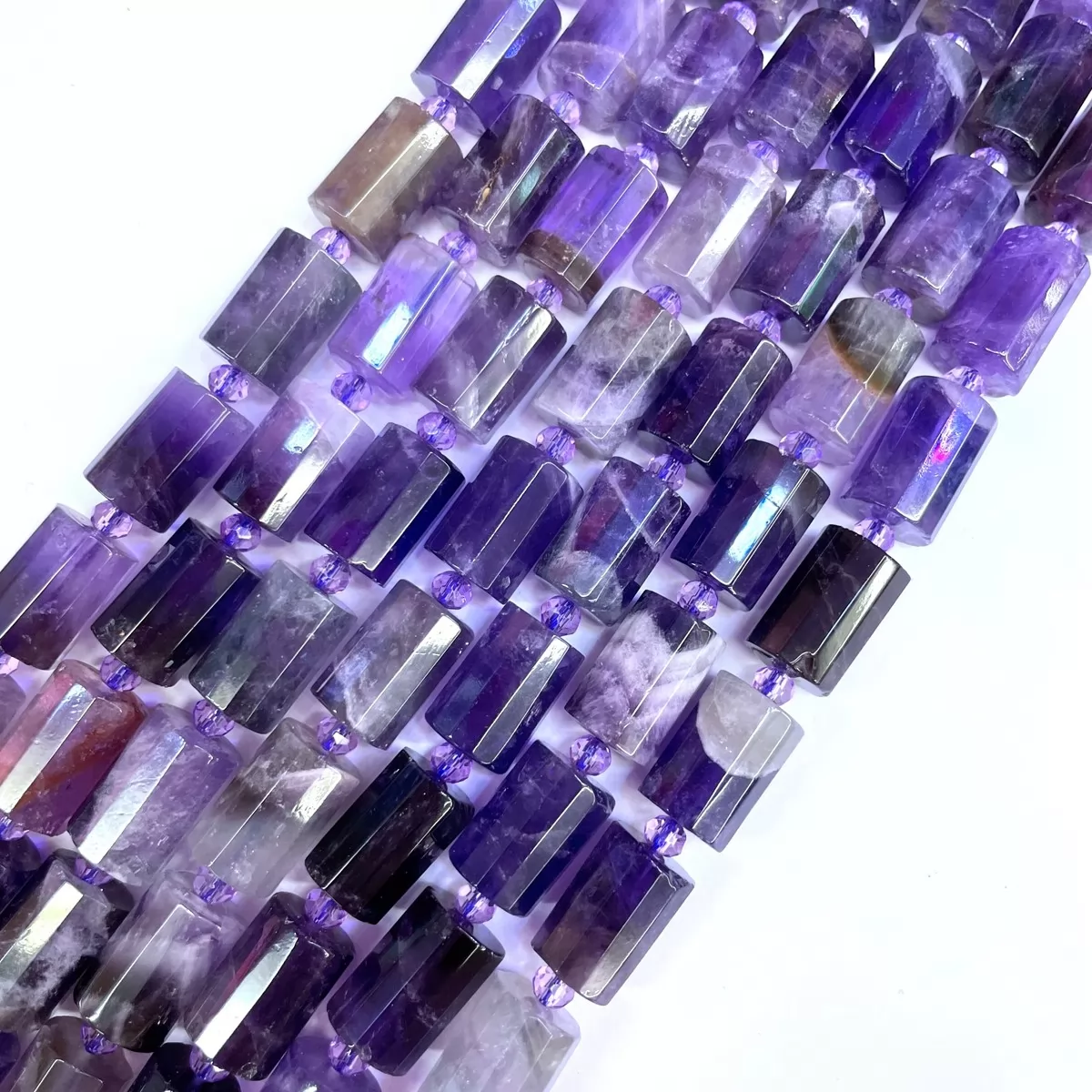 Dark Amethyst, Faceted Tube, Approx 10x14mm, Approx 380mm