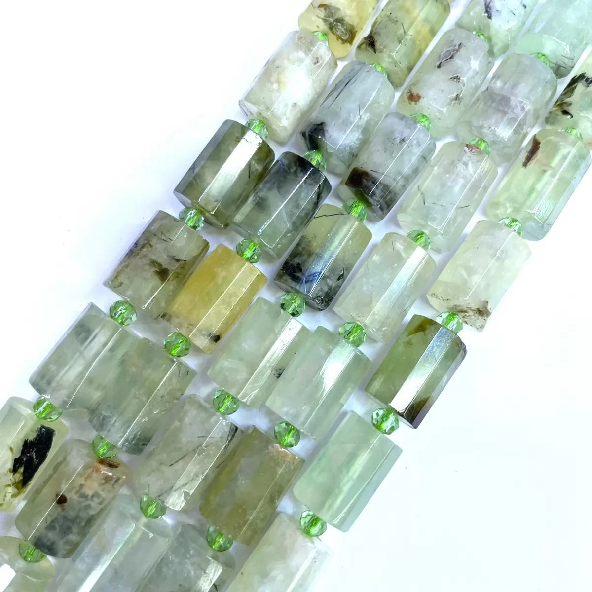 Prehnite, Faceted Tube, Approx 10x14mm, Approx 380mm