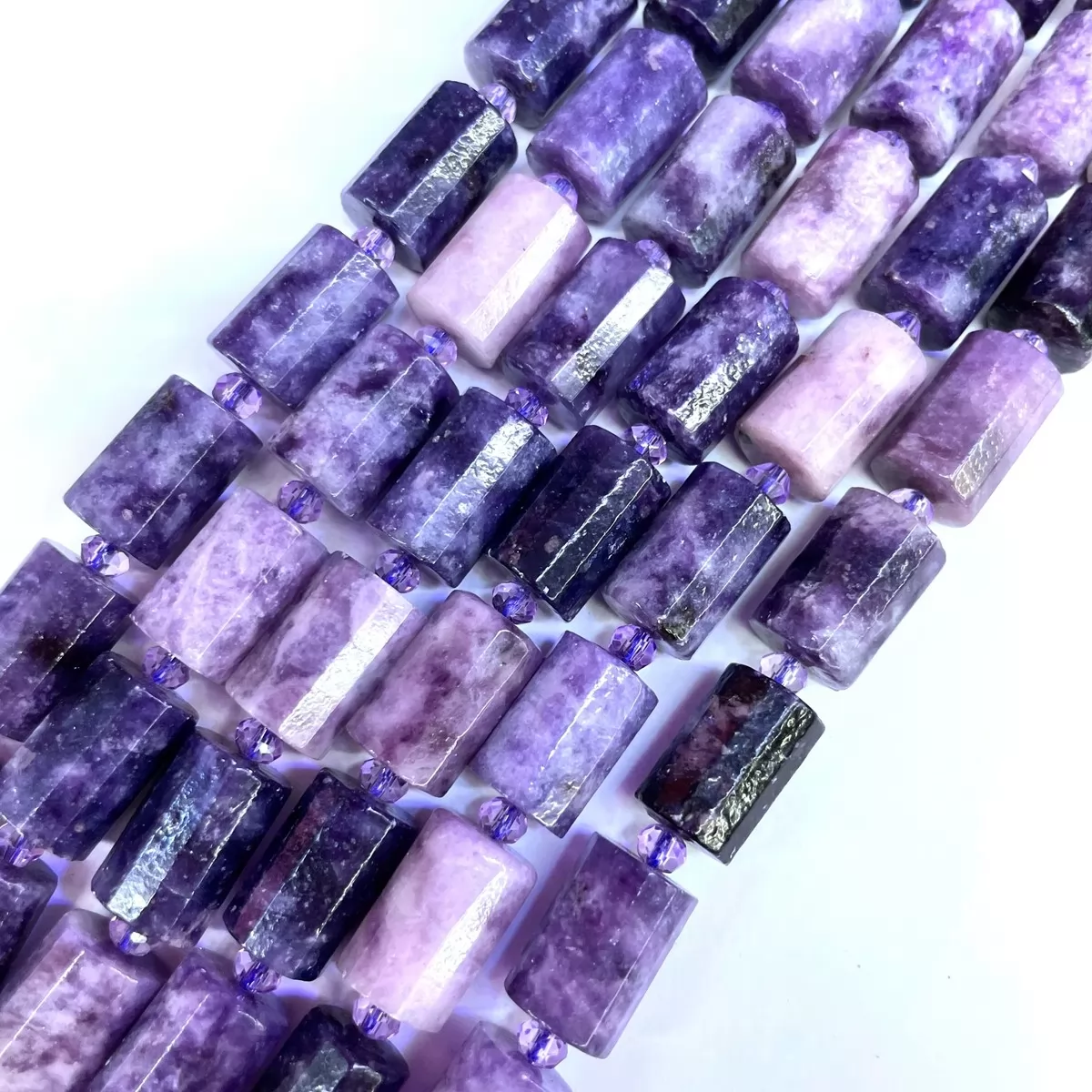 Lepidolite, Faceted Tube, Approx 10x14mm, Approx 380mm