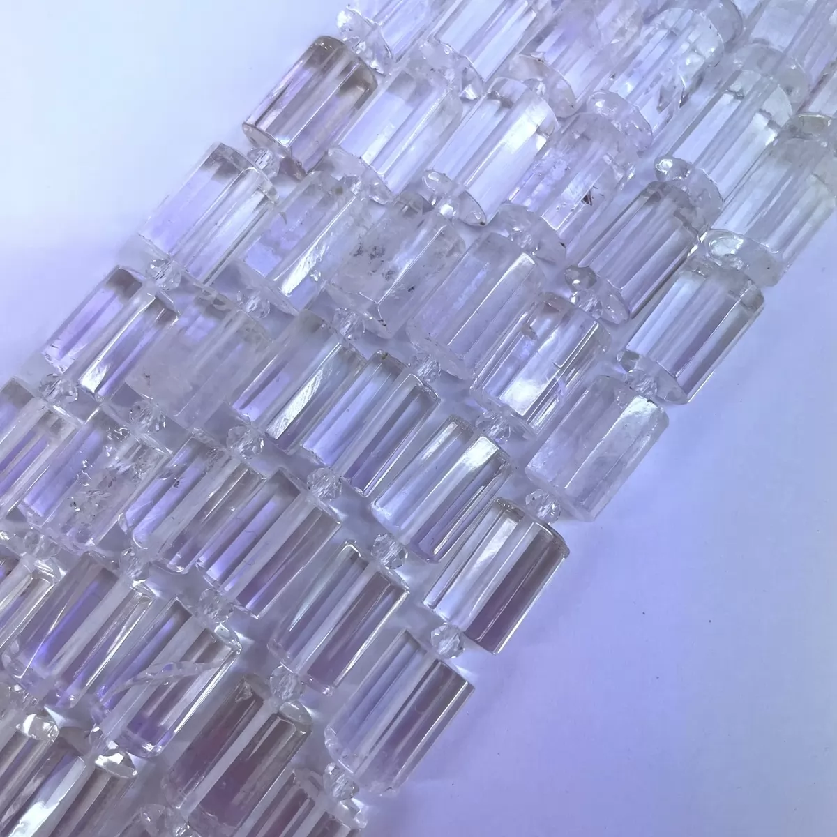 Crystal Quartz, Faceted Tube, Approx 10x14mm, Approx 380mm