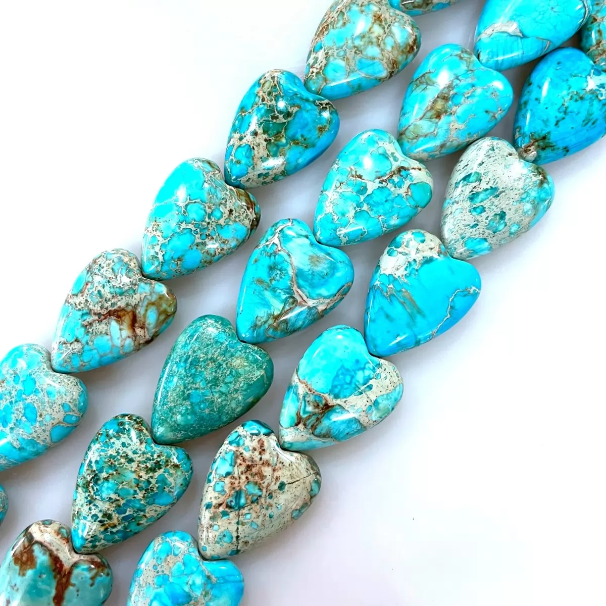 Turquoise Blue Impression Jasper, Heart, Approx 15x20mm, Approx 380mm