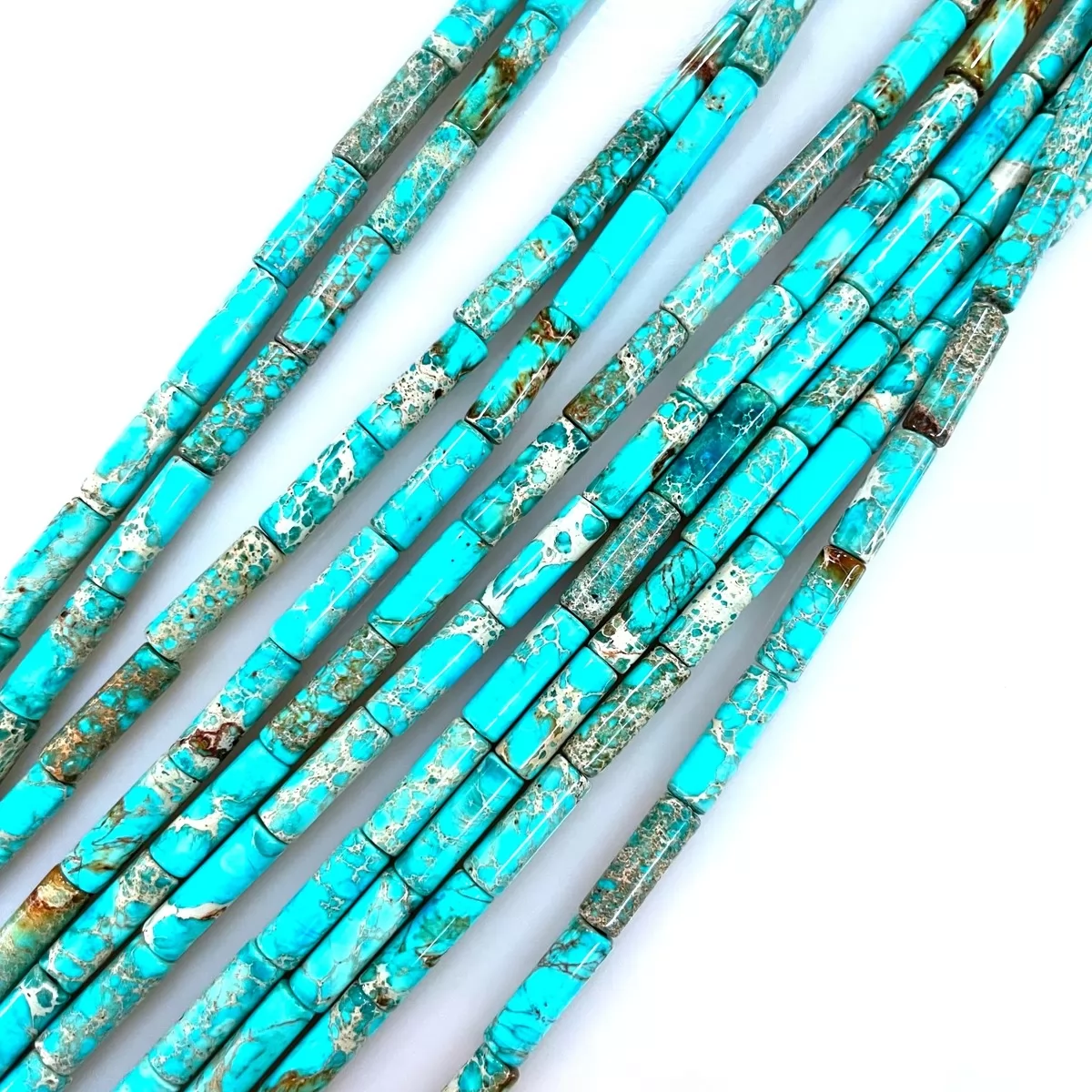 Turquoise Blue Impression Jasper, Round Tube, Approx 380mm