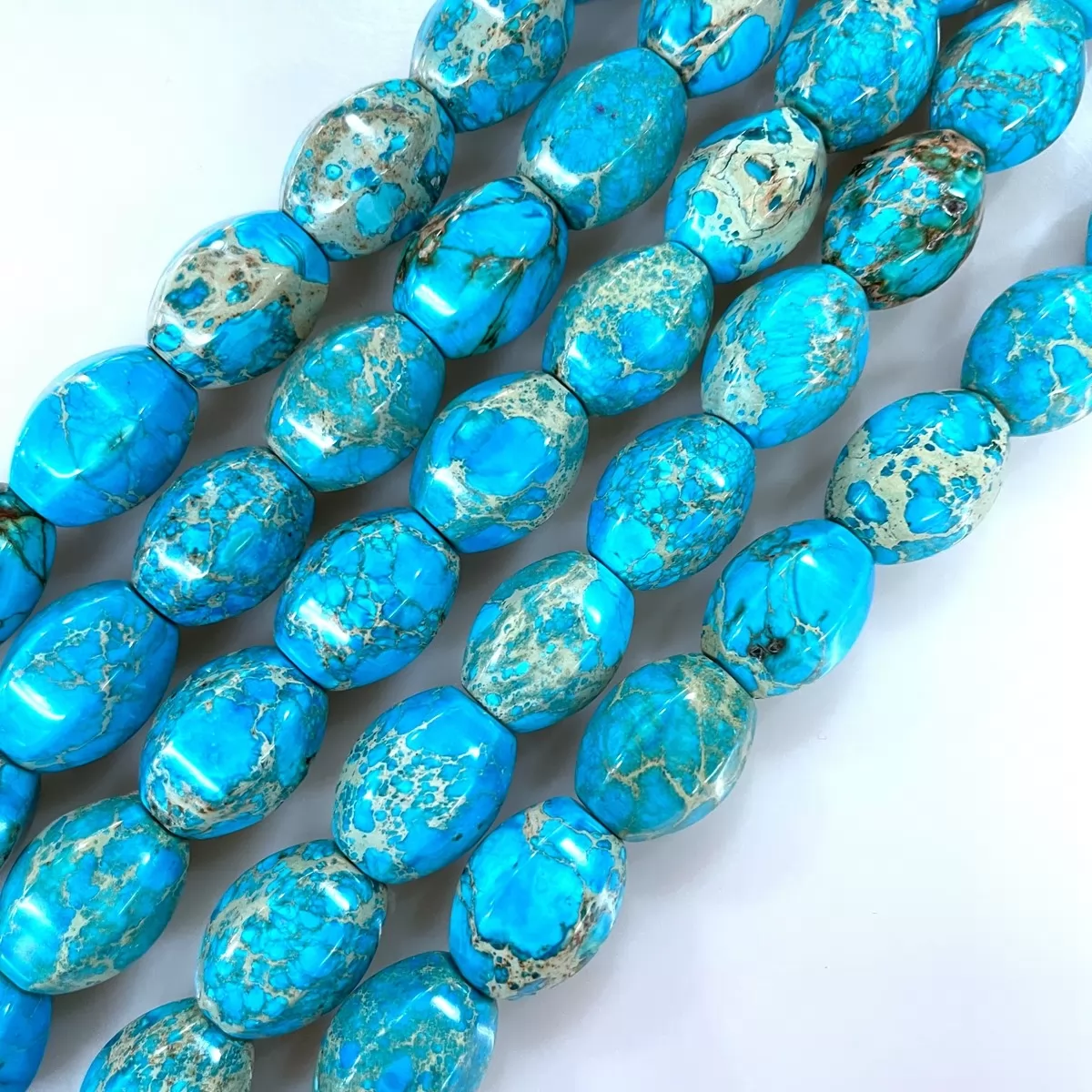 Turquoise Blue Impression Jasper, Faceted Nuggets, Approx 12x18mm, Approx 380mm