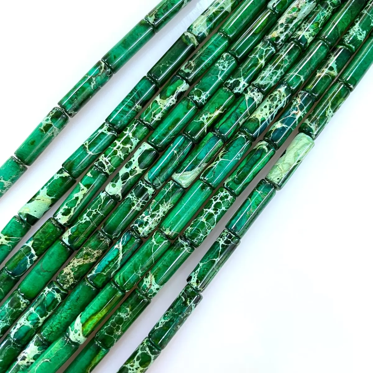 Green Impression Jasper, Round Tube, Approx 380mm