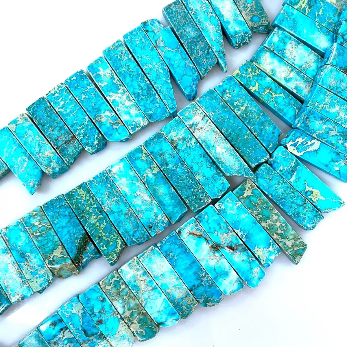 Turquoise Blue Impression Jasper, Long Slice, Approx 10-45mm, Approx 380mm