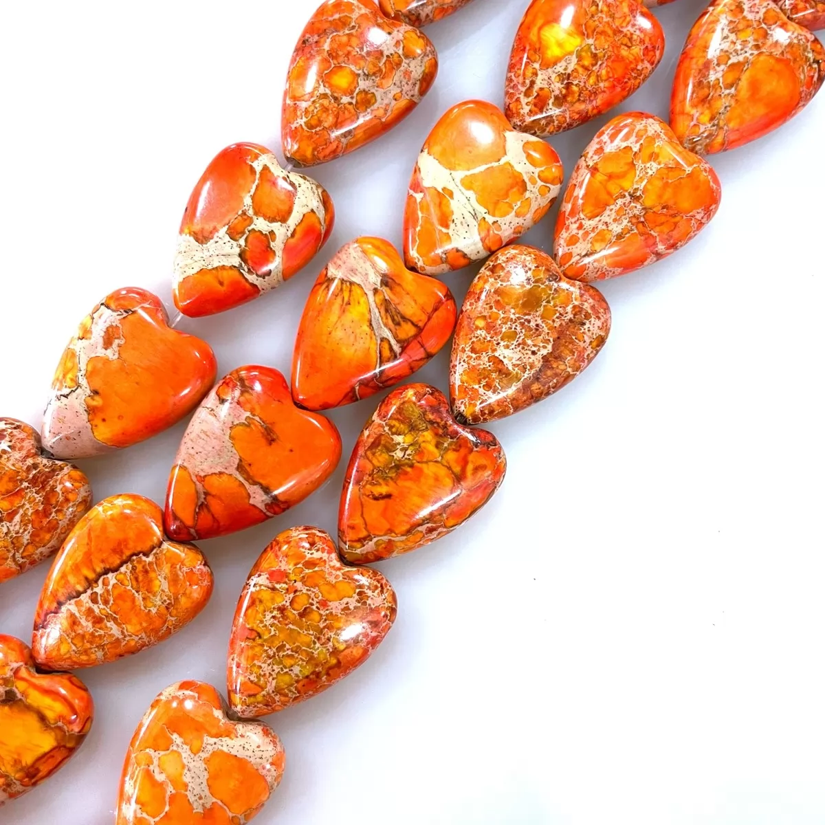 Orange Impression Jasper, Heart, Approx 15x20mm, Approx 380mm