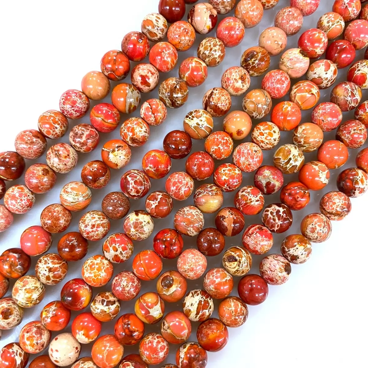 Orange Red Impression Jasper, Plain Round, Approx 4-12mm, Approx 380mm