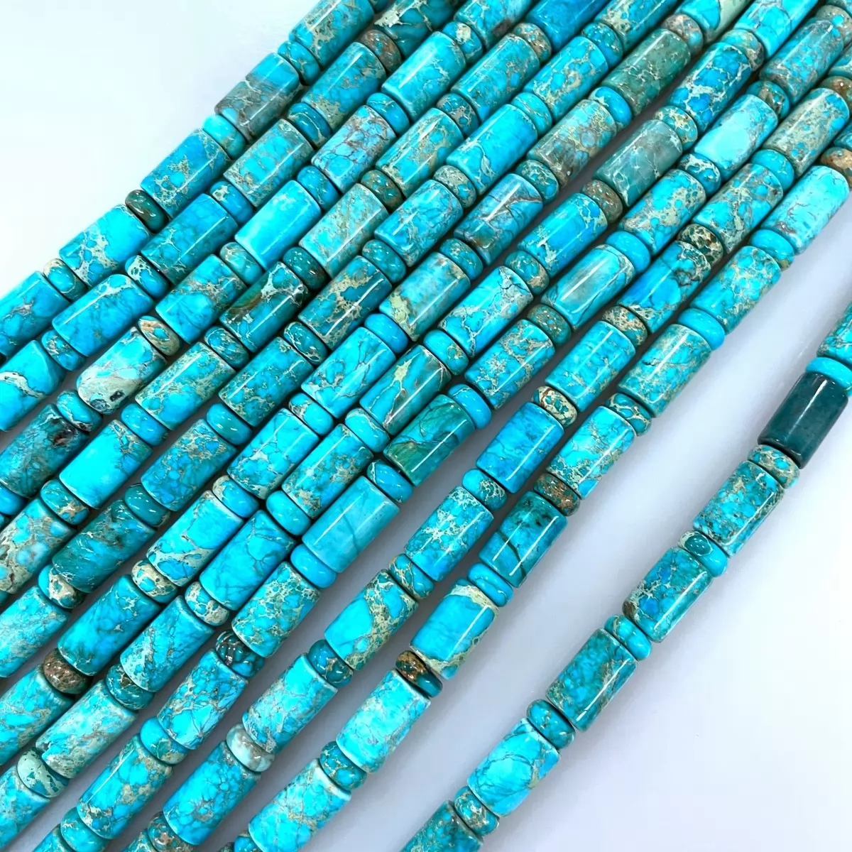 Turquoise Blue Impression Jasper, Round Tube, Approx 6-10mm, Approx 380mm