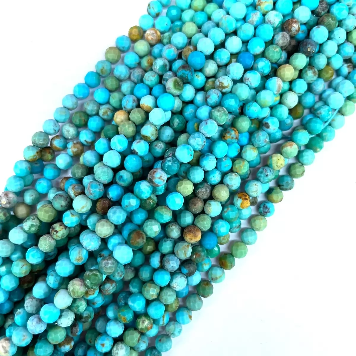 Natural Turquoise, Faceted Round, 2mm,3mm,4mm, Approx 380mm