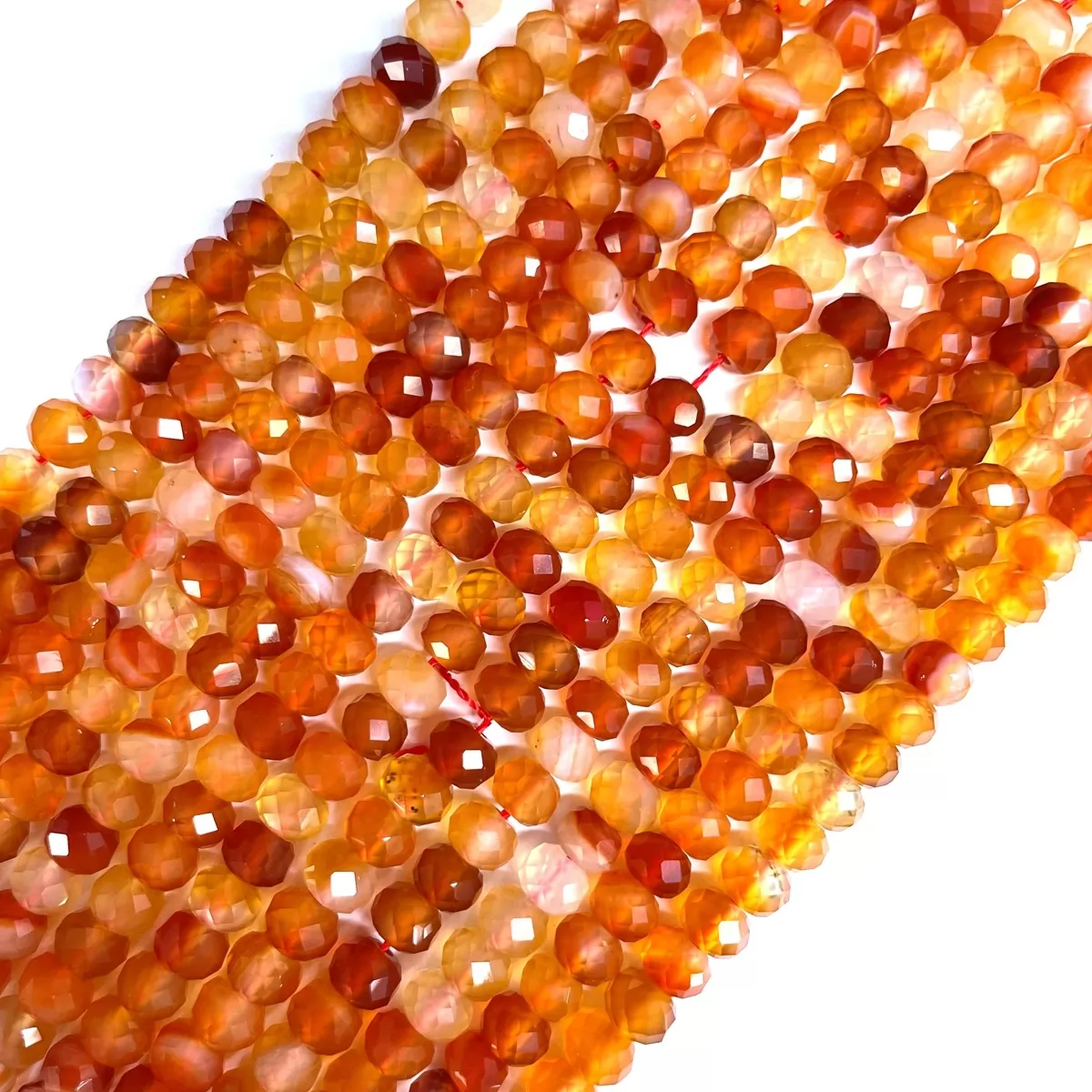 Natural Carnelian, Faceted Rondelle, 3mm,4mm,6mm, Approx 380mm