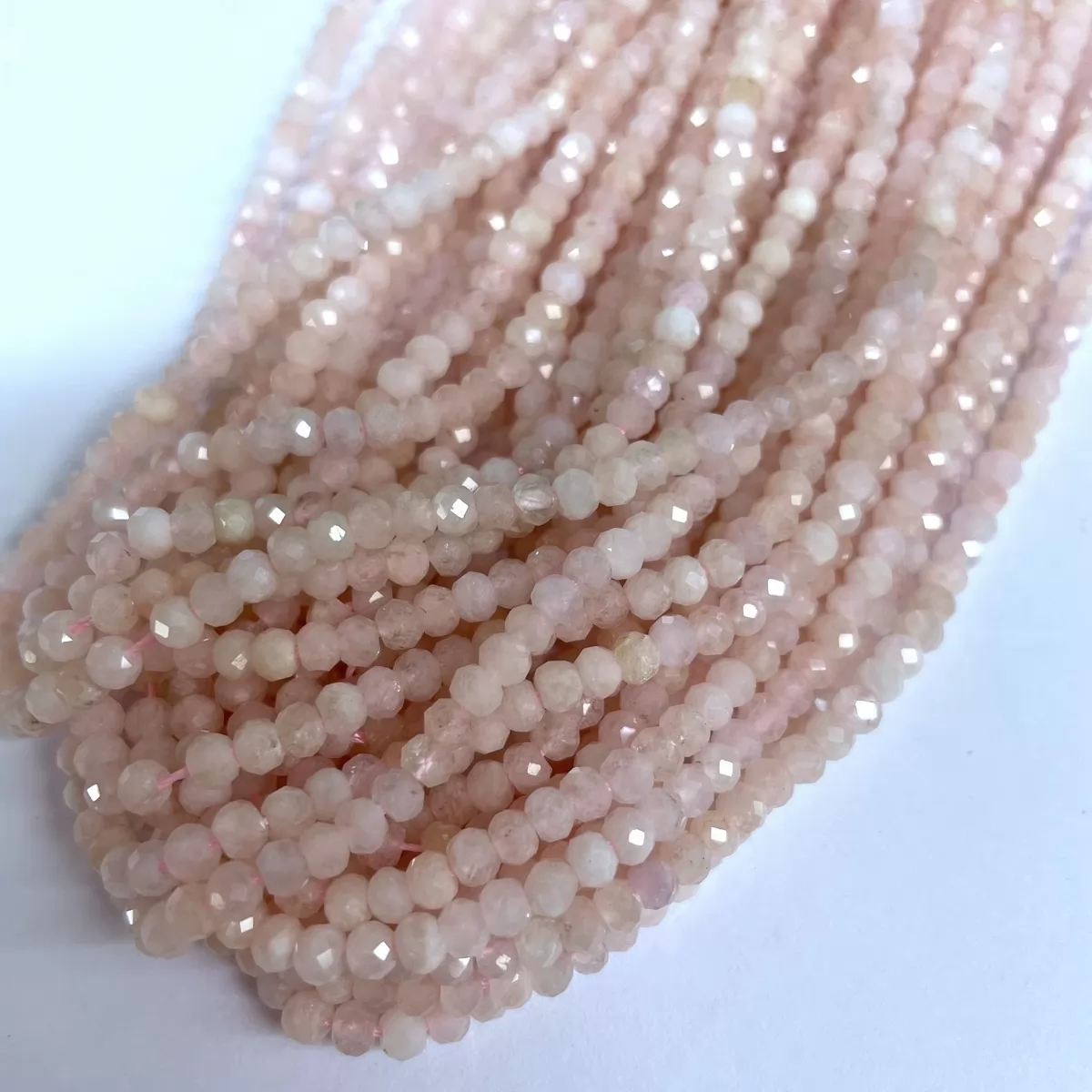Pink Morganite, Faceted Rondelle, 3mm,4mm,6mm, Approx 380mm