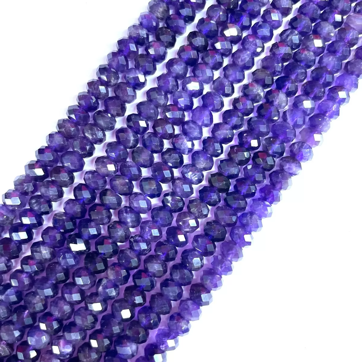 Amethyst, Faceted Rondelle, 3mm,4mm,6mm, Approx 380mm