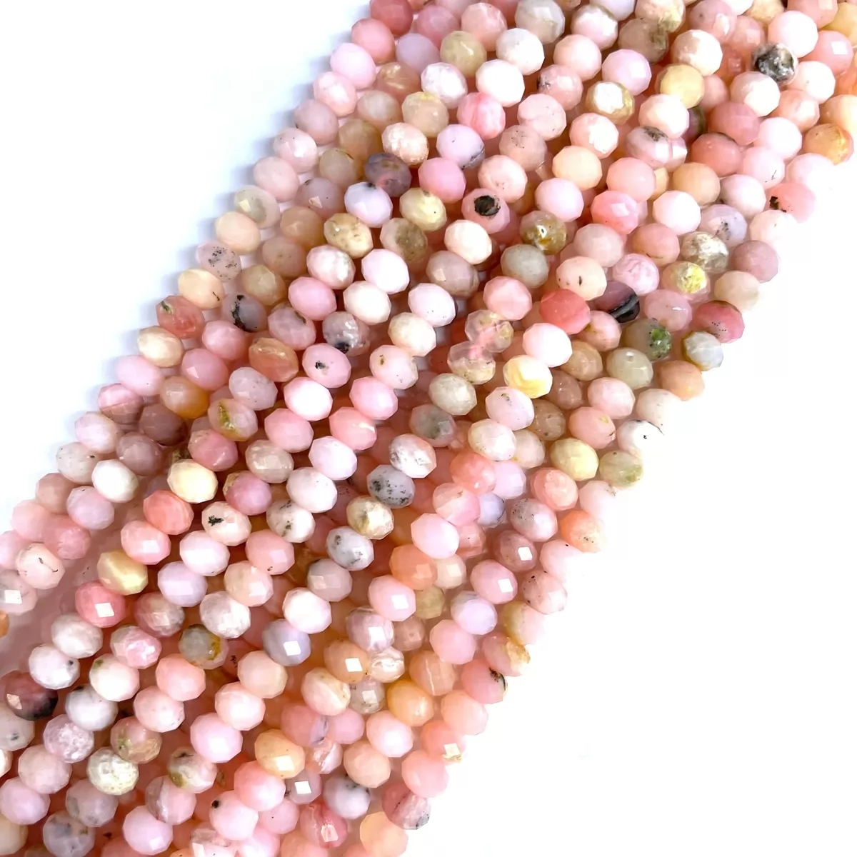 Pink Peruvian Opal, Faceted Rondelle, 3mm,4mm,6mm, Approx 380mm