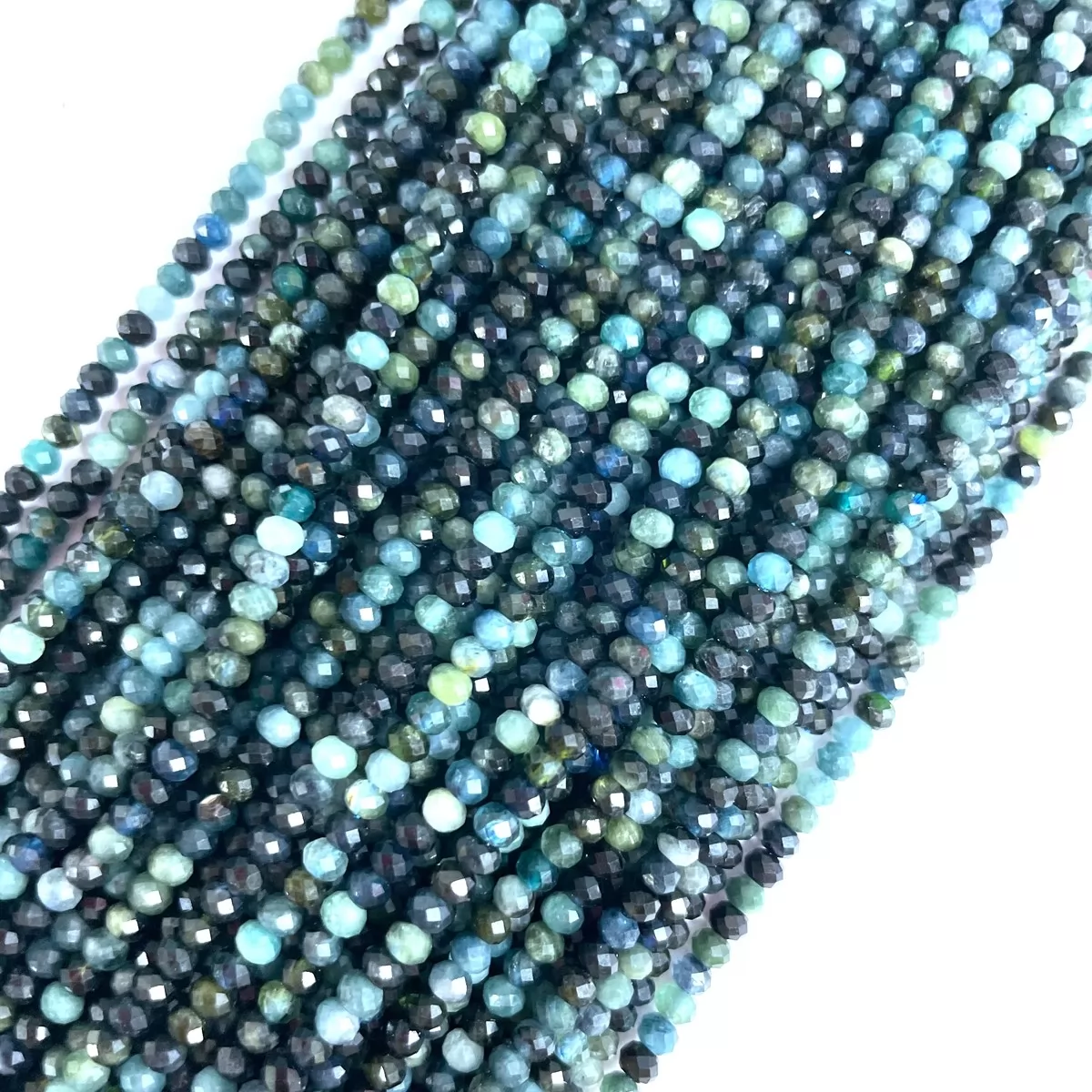 Blue Tourmaline, Faceted Rondelle, 3mm,4mm,6mm, Approx 380mm
