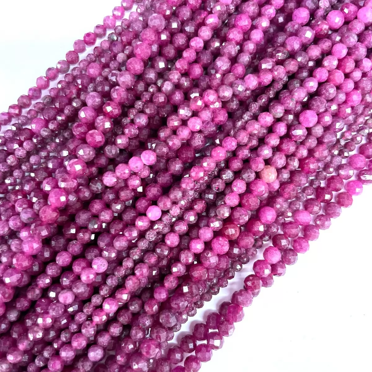 Ruby, Faceted Round, 2mm,3mm,4mm, Approx 380mm