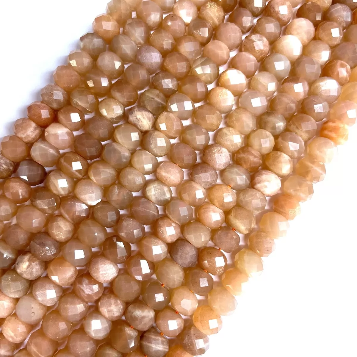 Peach Moonstone, Faceted Rondelle, 3mm,4mm,6mm, Approx 380mm