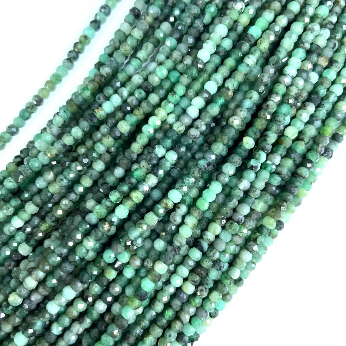 Emerald, Faceted Rondelle, 3mm,4mm,6mm, Approx 380mm