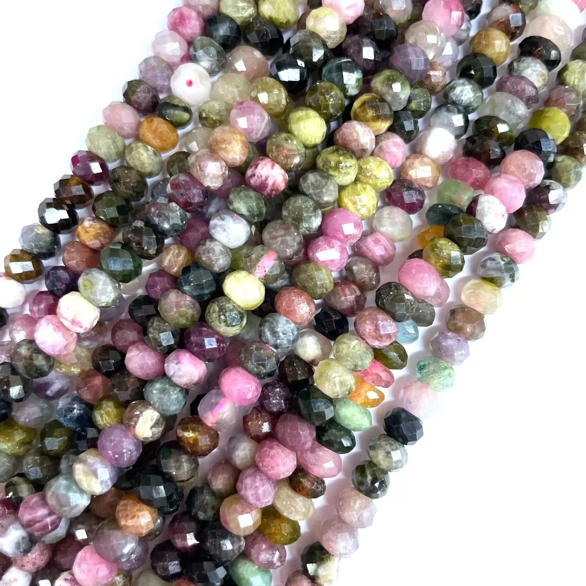 Multicolor Tourmaline, Faceted Rondelle, 3mm,4mm,6mm, Approx 380mm