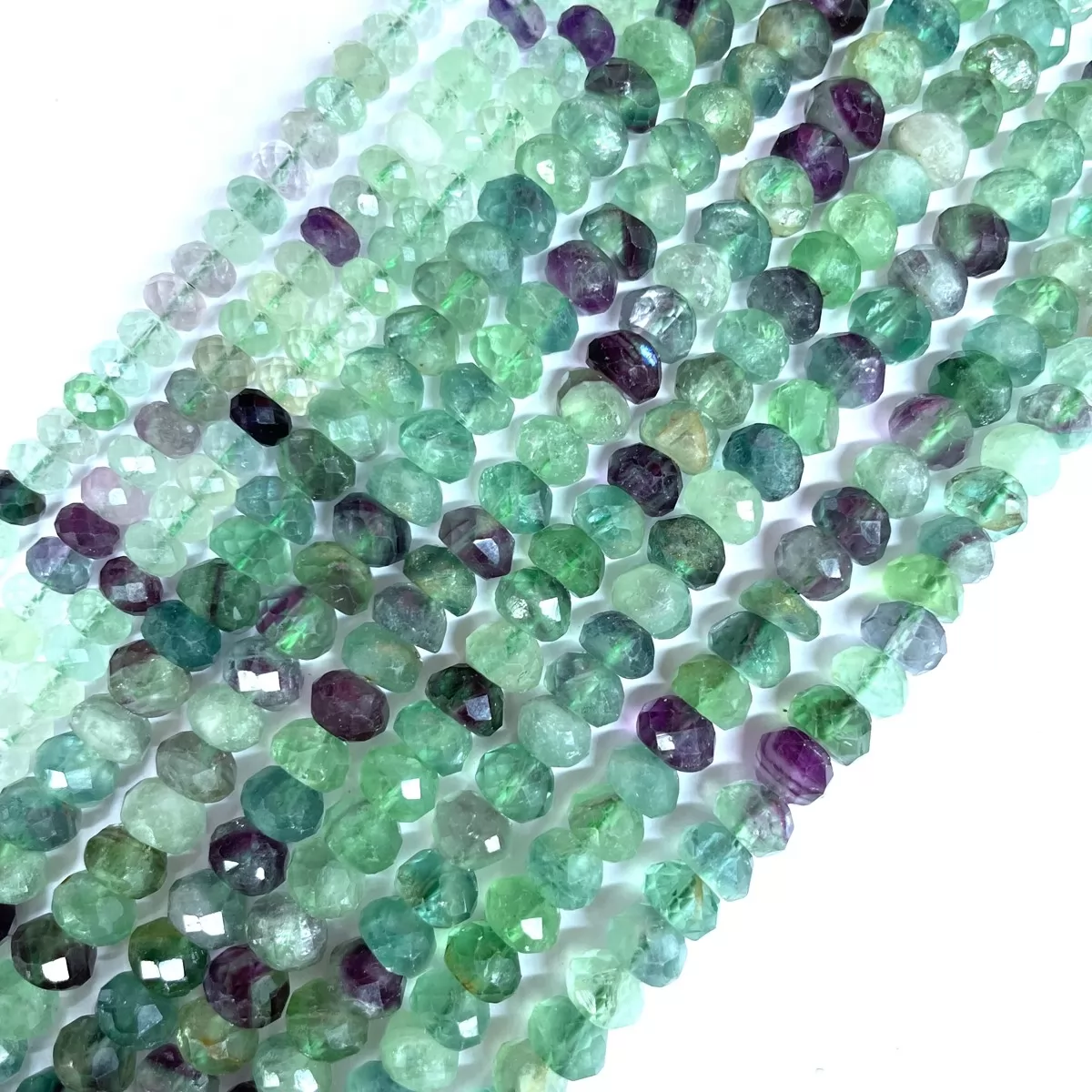 Fluorite, Faceted Rondelle, 3mm,4mm,6mm, Approx 380mm