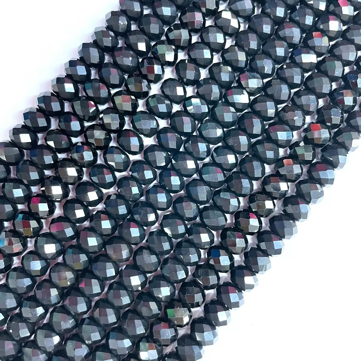 Black Spinel, Faceted Rondelle, 3mm,4mm,6mm, Approx 380mm