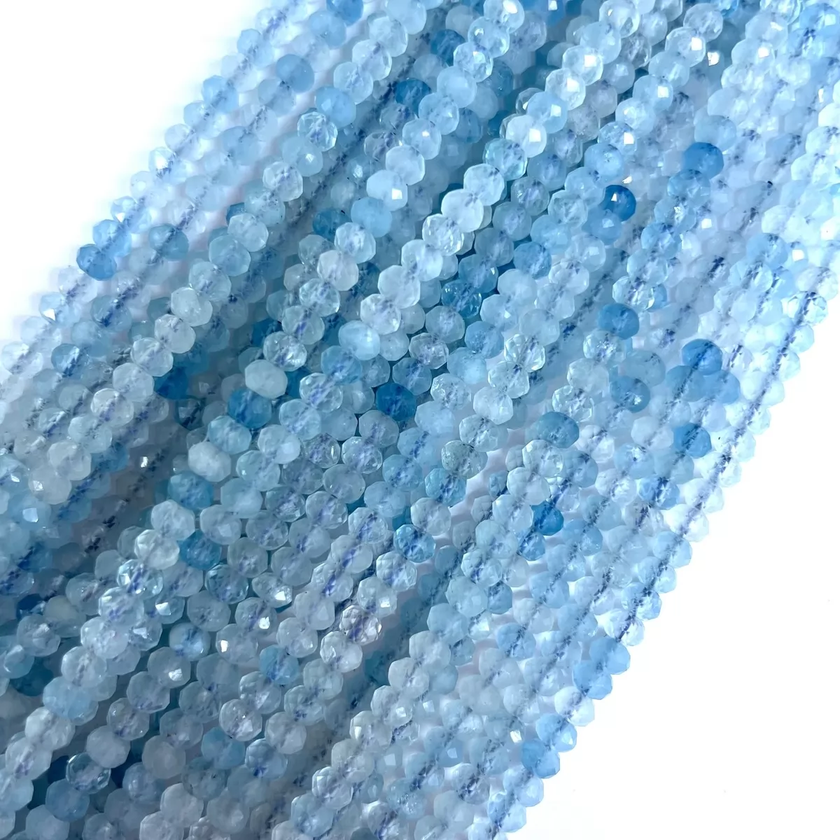 Aquamarine, Faceted Rondelle, 3mm,4mm,6mm, Approx 380mm
