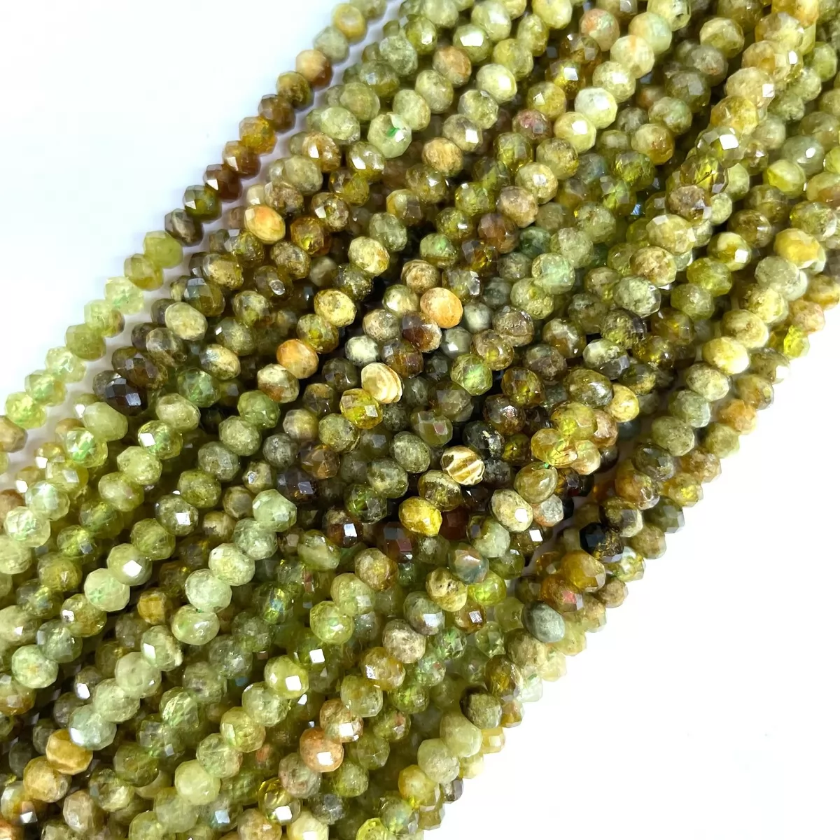 Green Garnet, Faceted Rondelle, 3mm,4mm,6mm, Approx 380mm