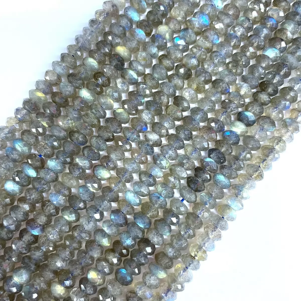 Labradorite, Faceted Rondelle, 3mm,4mm,6mm, Approx 380mm