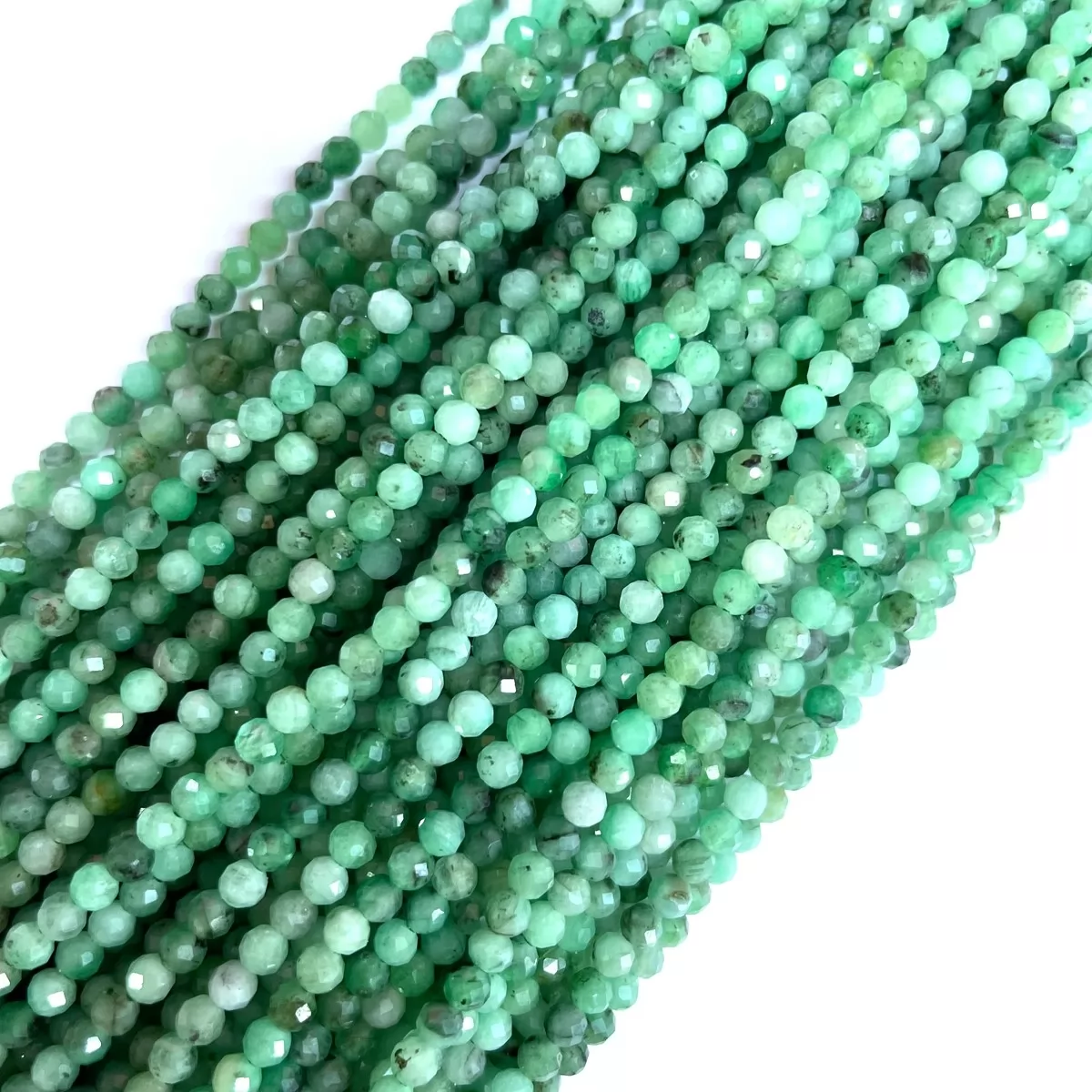 Emerald, Faceted Round, 2mm,3mm,4mm, Approx 380mm