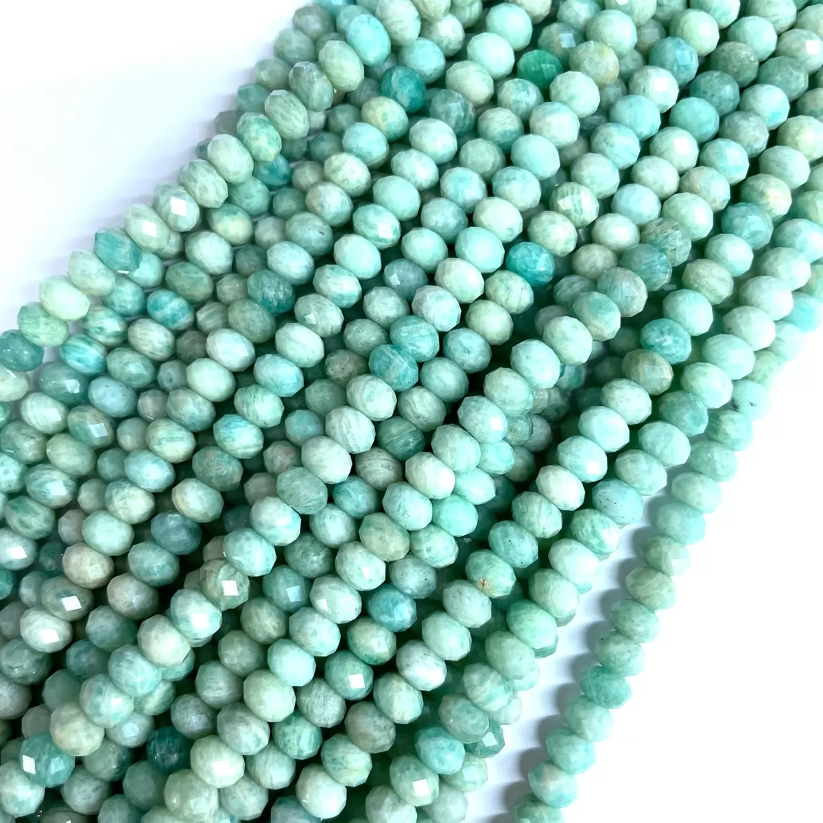 African Amazonite, Faceted Rondelle, 3mm,4mm,6mm, Approx 380mm