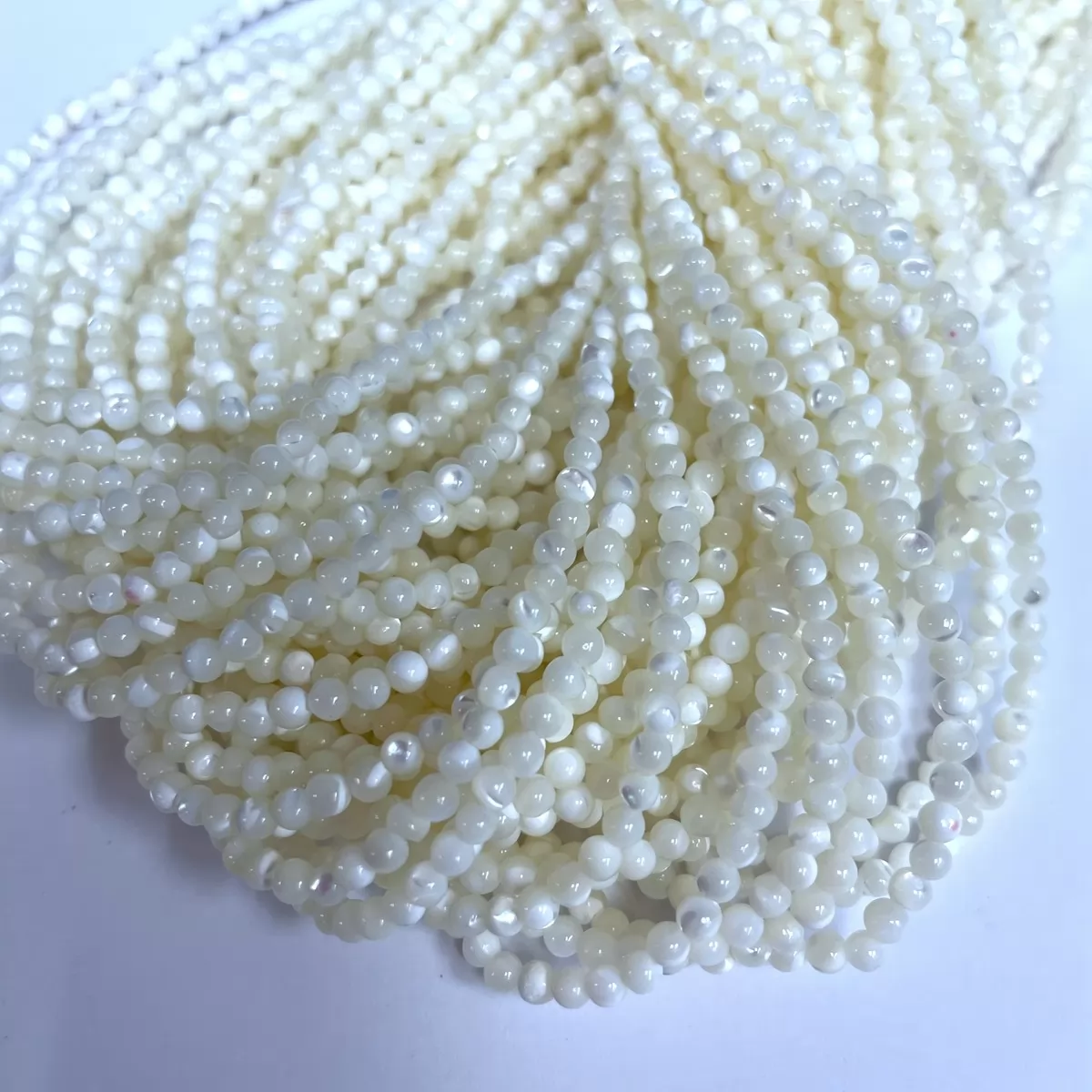 MOP White, Plain Round, 2mm,3mm,4mm, Approx 380mm