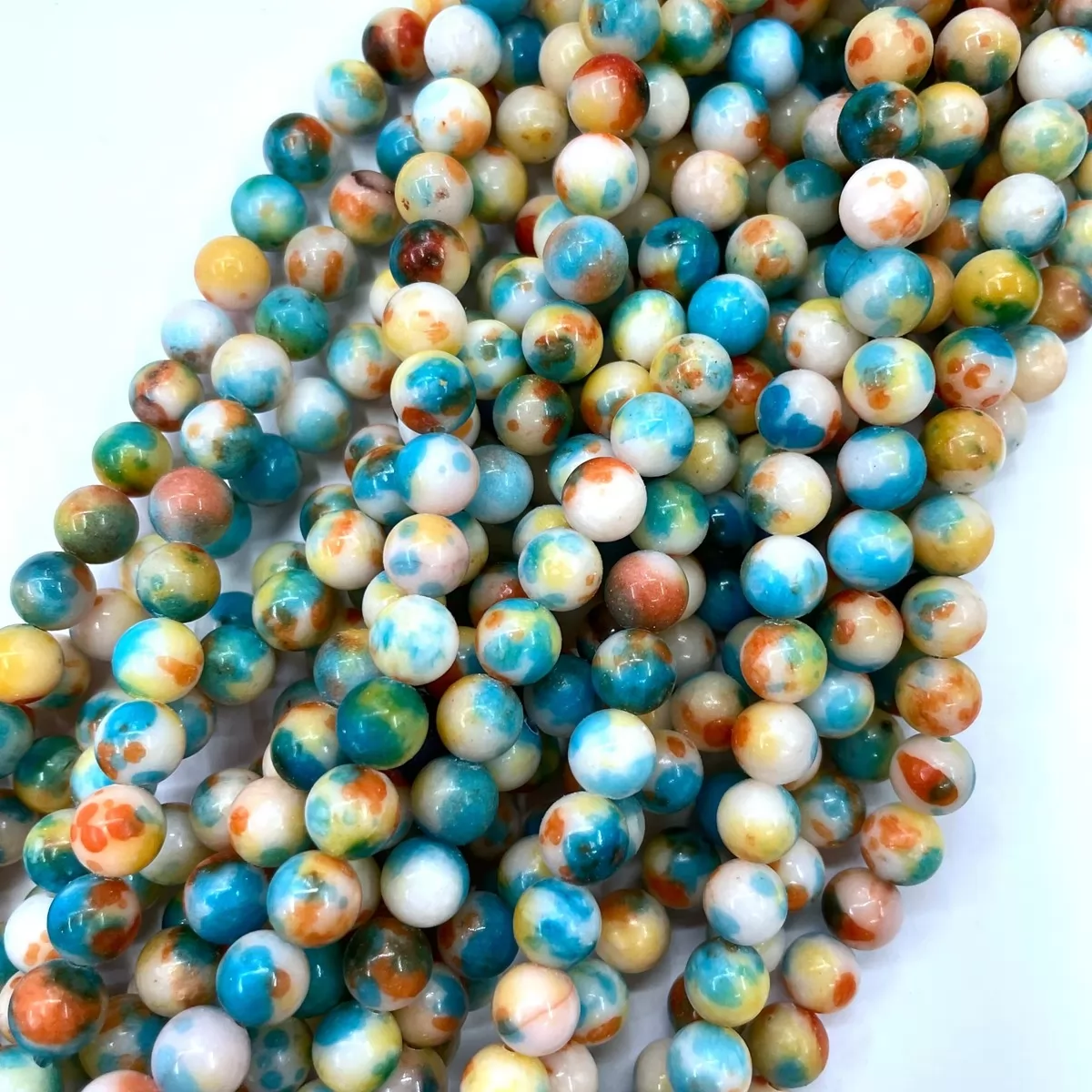 Persia Jade Dyed, Plain Round, Approx 4mm-12mm, Approx 380mm, Blue Orange