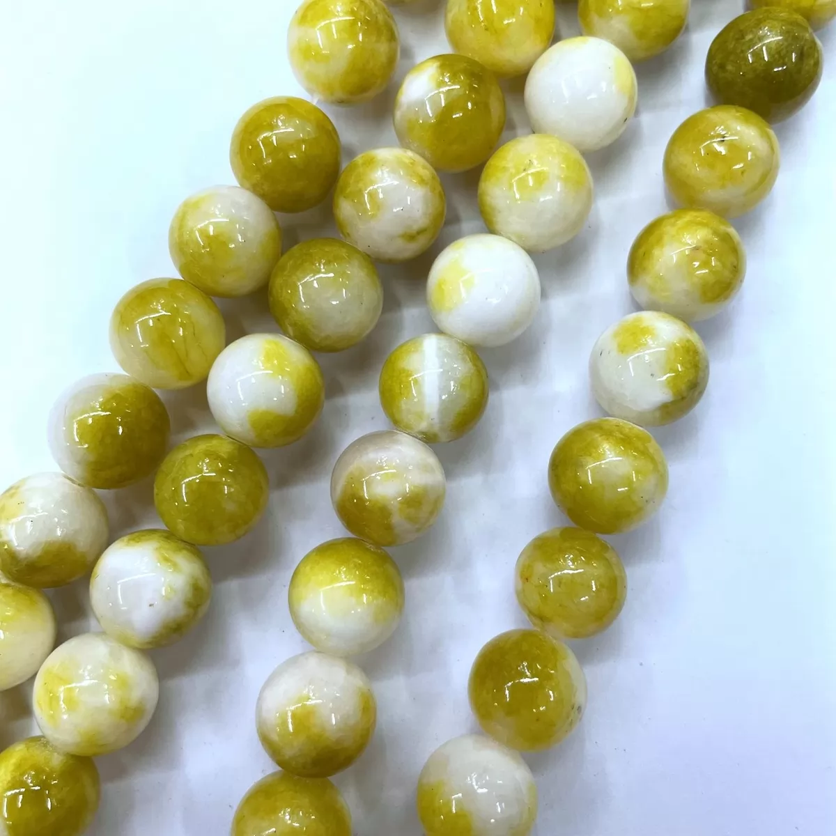 Yellow White Persia Jade Dyed, Plain Round, Approx 4mm-12mm, Approx 380mm