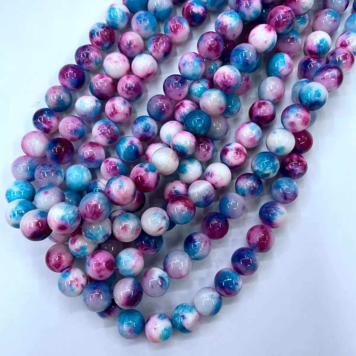 Persia Jade Dyed, Plain Round, Approx 4mm-12mm, Approx 380mm, Blue Pink