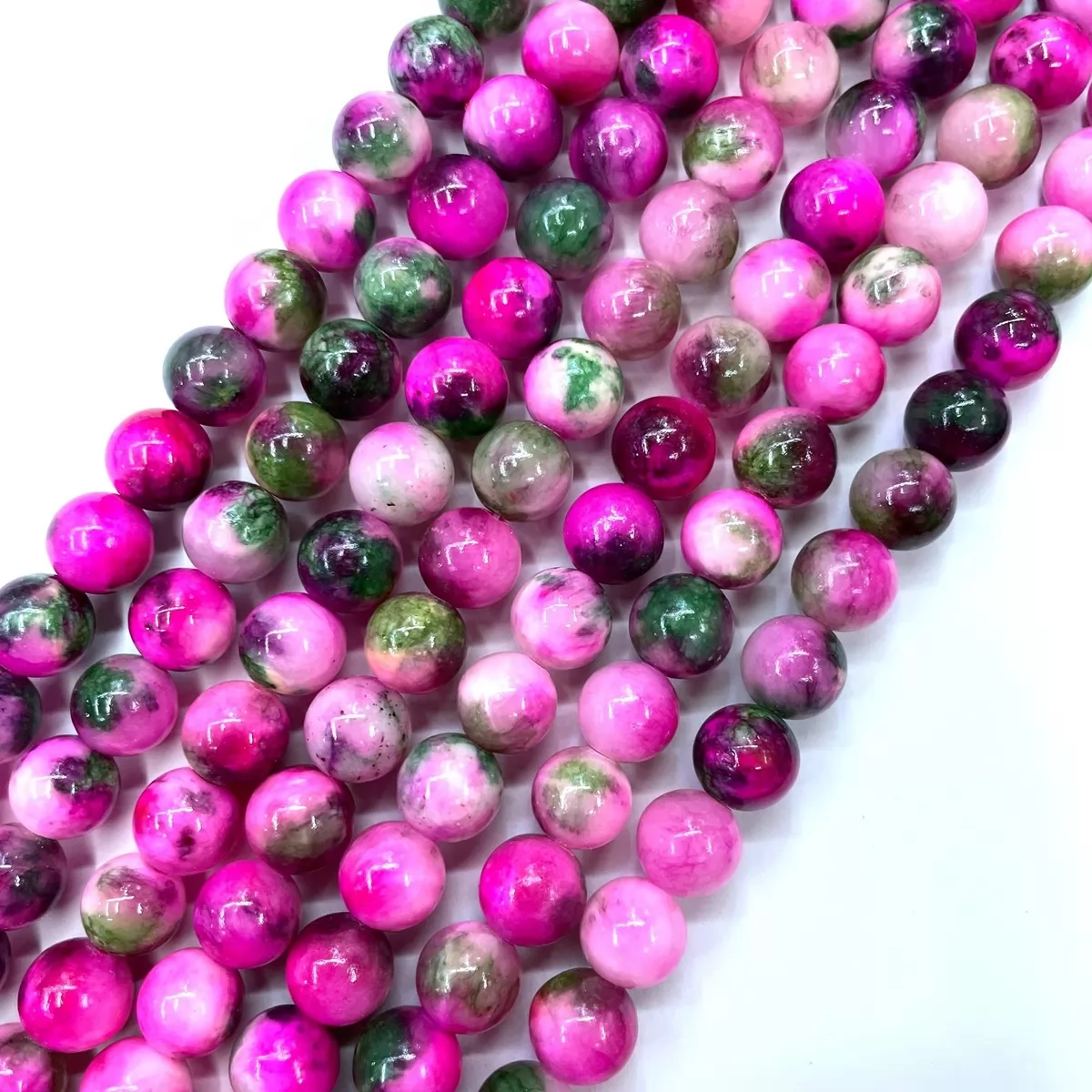 Persia Jade Dyed, Plain Round, Approx 4mm-12mm, Approx 380mm, Rose Pink Green