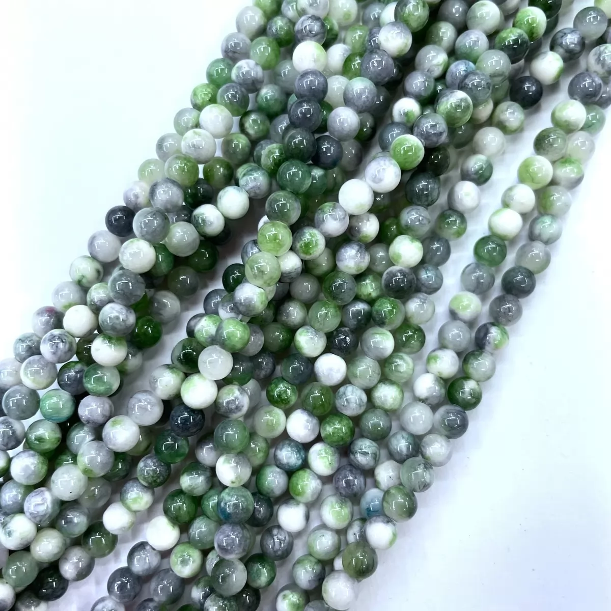 Persia Jade Dyed, Plain Round, Approx 4mm-12mm, Approx 380mm, Green White