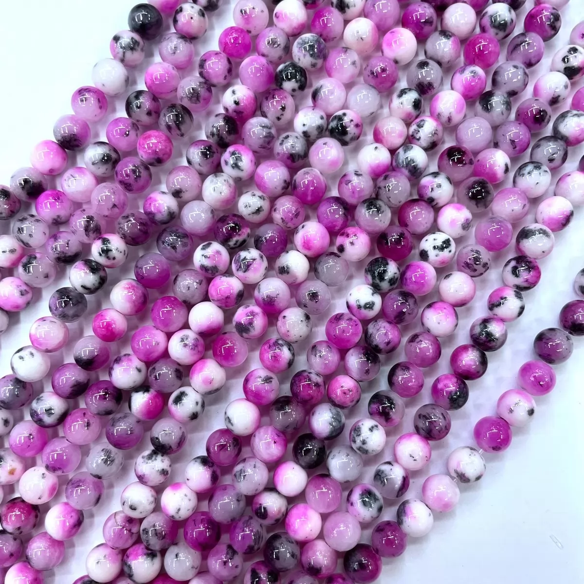 Persia Jade Dyed, Plain Round, Approx 4mm-12mm, Approx 380mm, Rose Pink Black