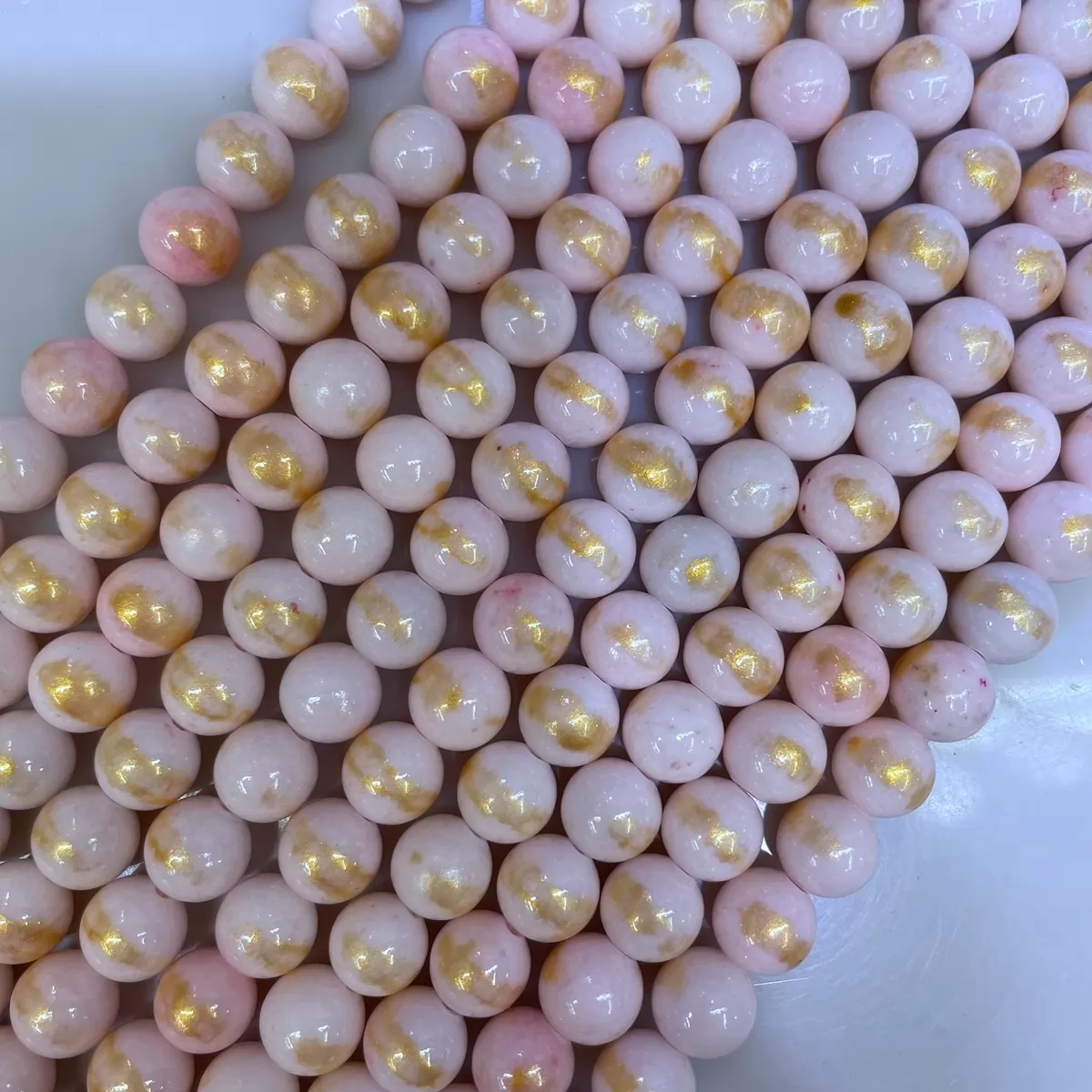 Manshan Jade Gold Plated Dyed, Plain Round, Approx 4mm-12mm, Approx 380mm, Pink