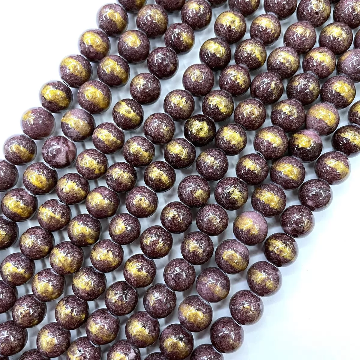Manshan Jade Gold Plated Dyed, Plain Round, Approx 4mm-12mm, Approx 380mm, Dark Purple