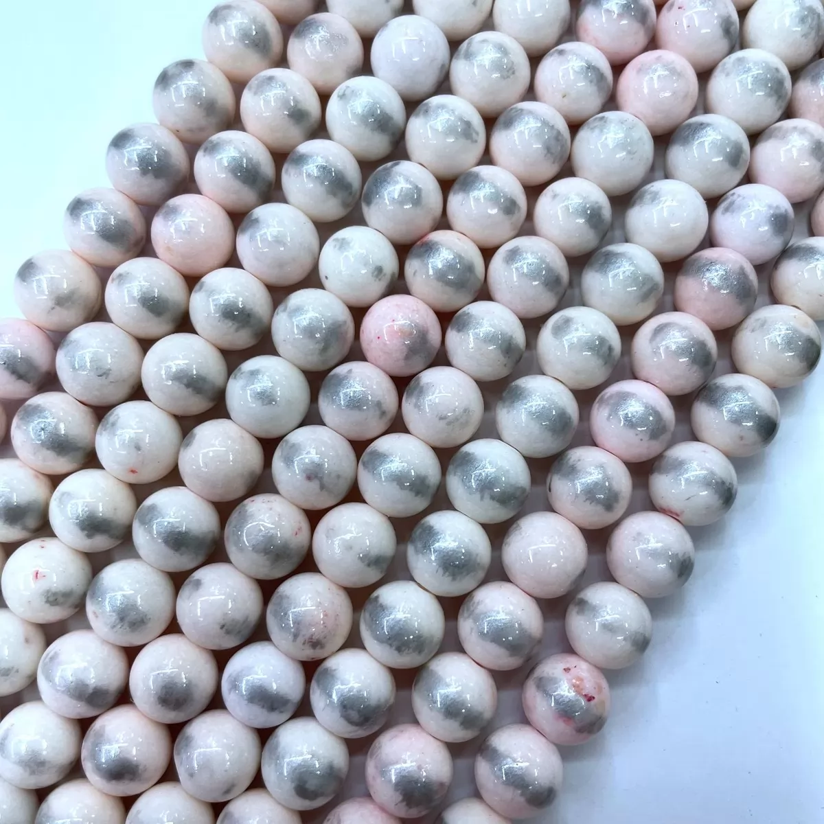 Manshan Jade Silver Plated Dyed, Plain Round, Approx 4mm-12mm, Approx 380mm, White Pink