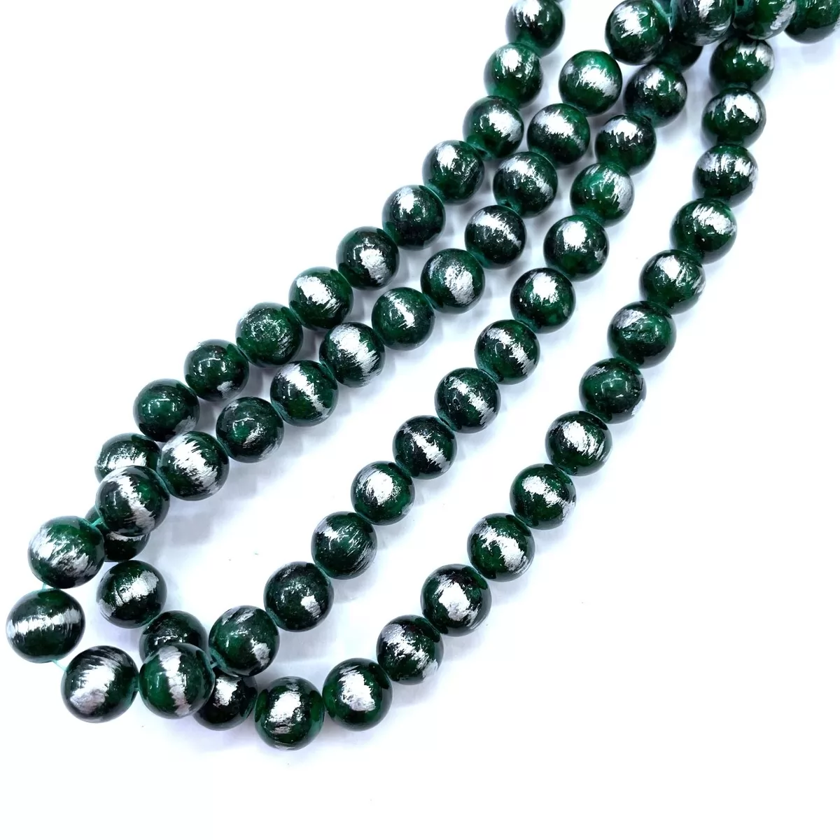 Manshan Jade Silver Plated Dyed, Plain Round, Approx 4mm-12mm, Approx 380mm, Emerald