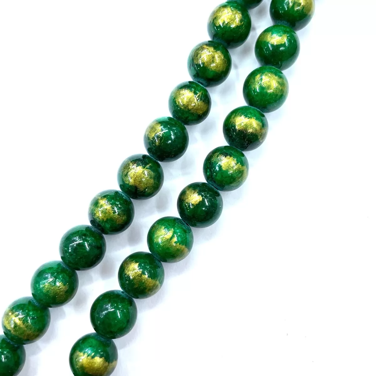 Manshan Jade Gold Plated Dyed, Plain Round, Approx 4mm-12mm, Approx 380mm, Emerald